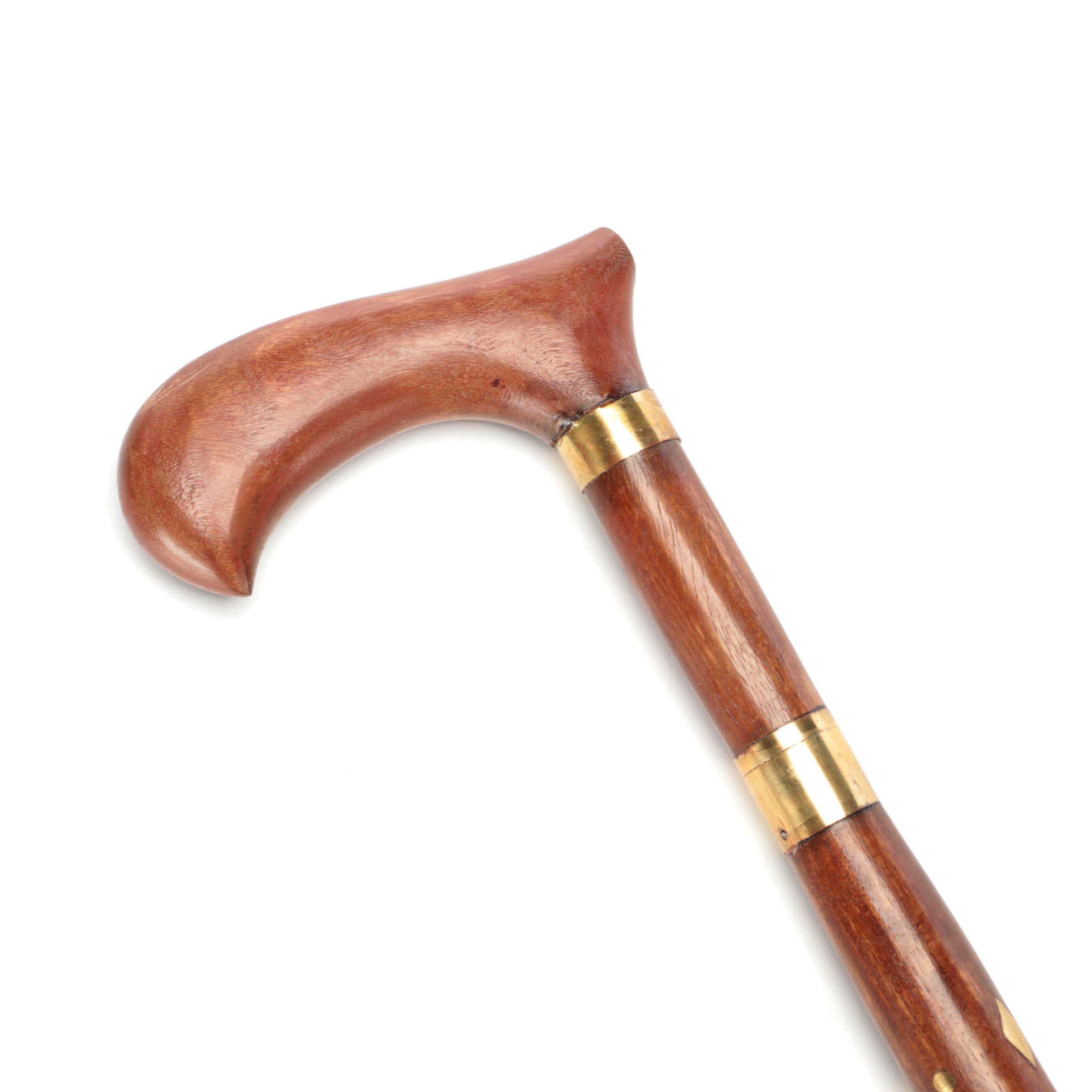 Brass Inlaid Wooden Sword Cane