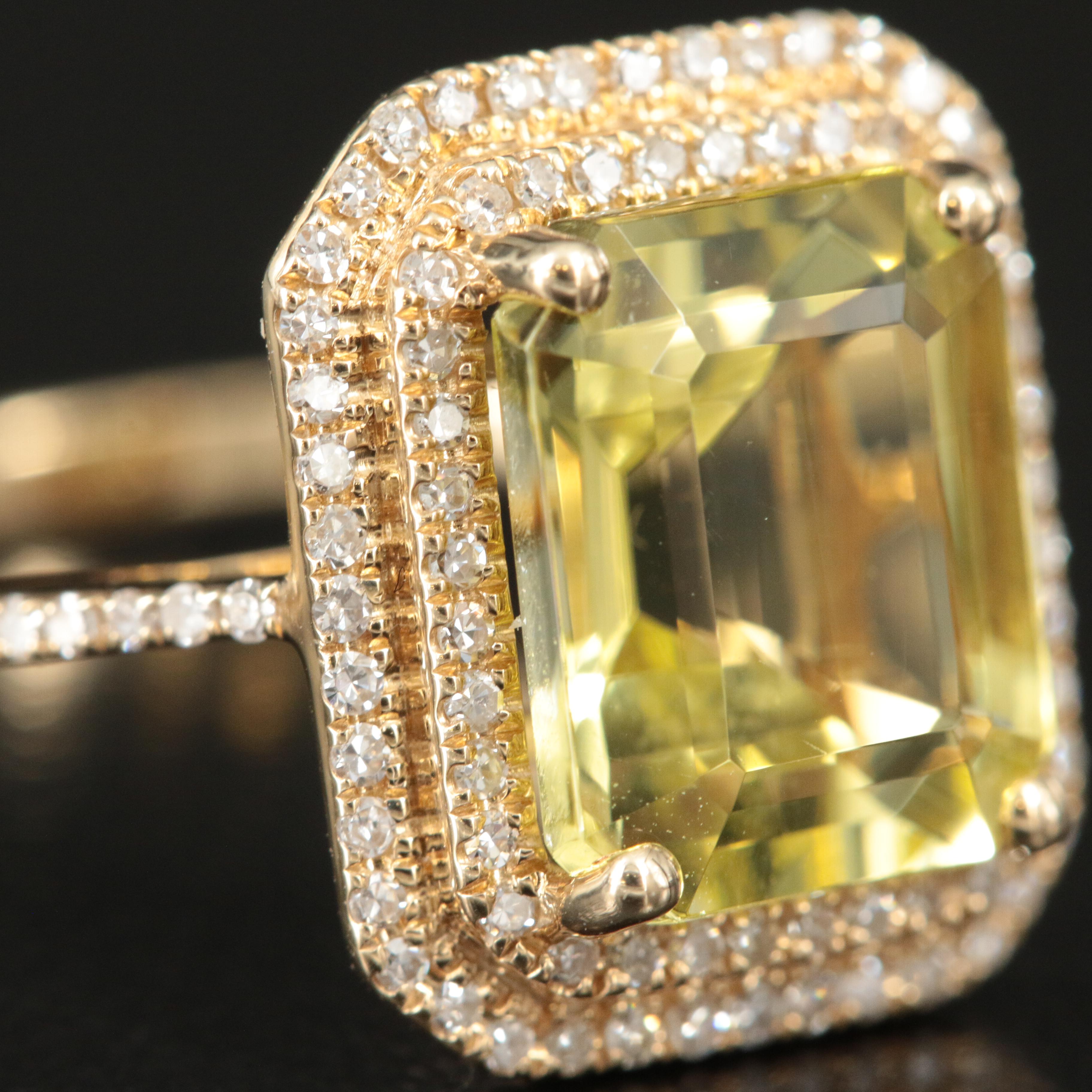 Effy 14K Lemon Quartz and 0.28 CTW Diamond Ring