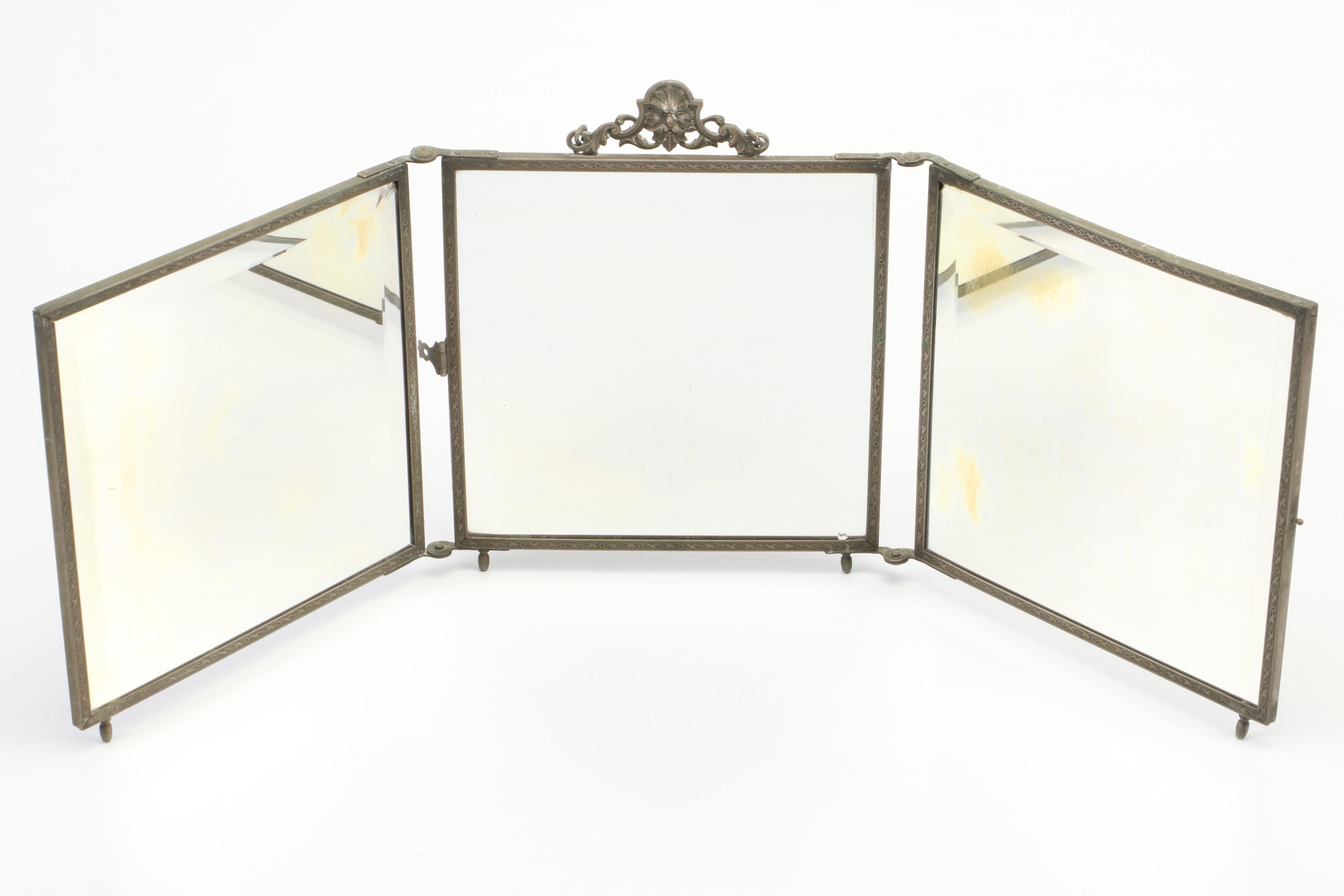 Victorian Trifold Hanging Shaving Mirror, Early 20th Century