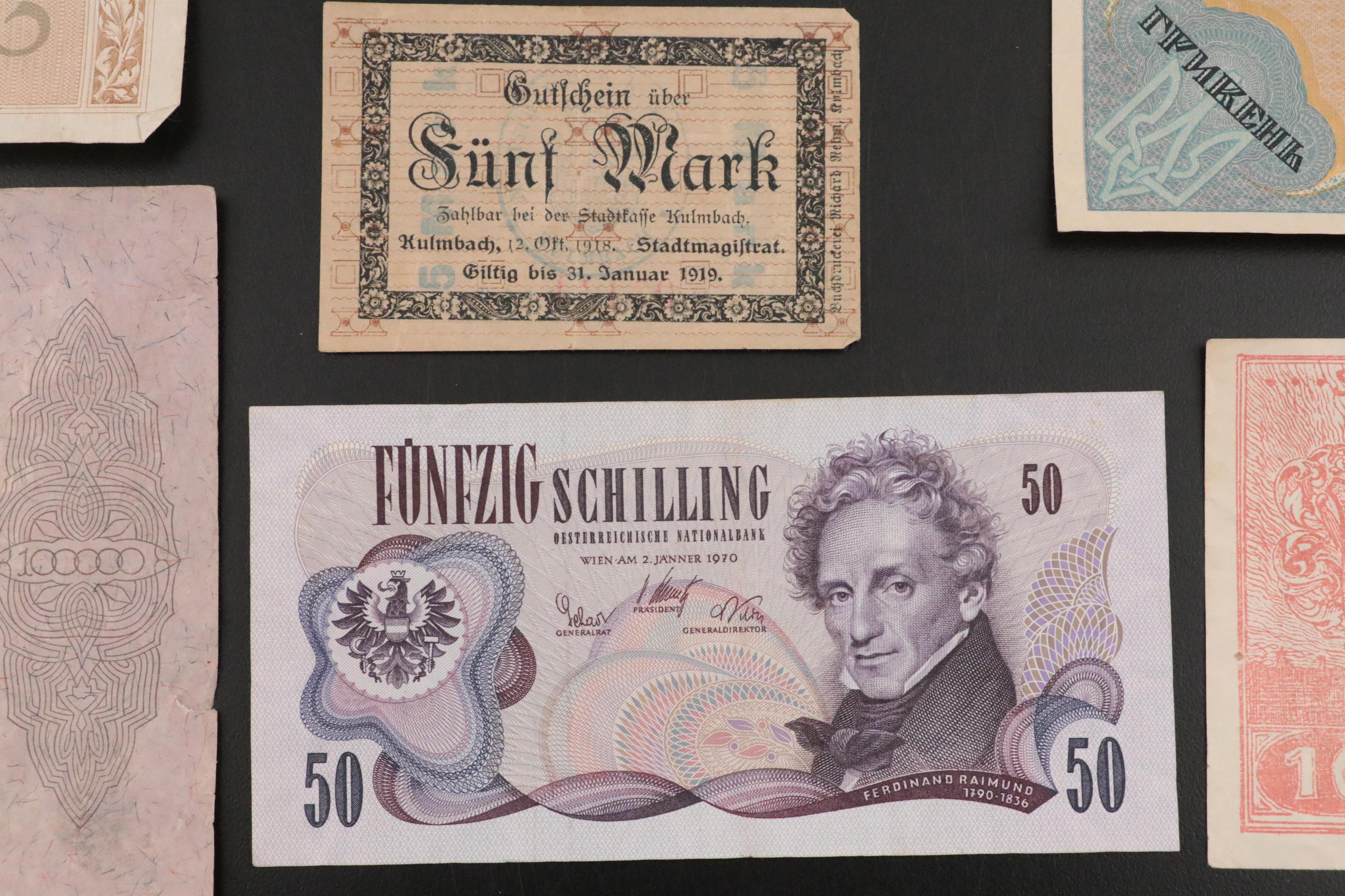 European Currency Banknotes, Early to Mid 20th Century