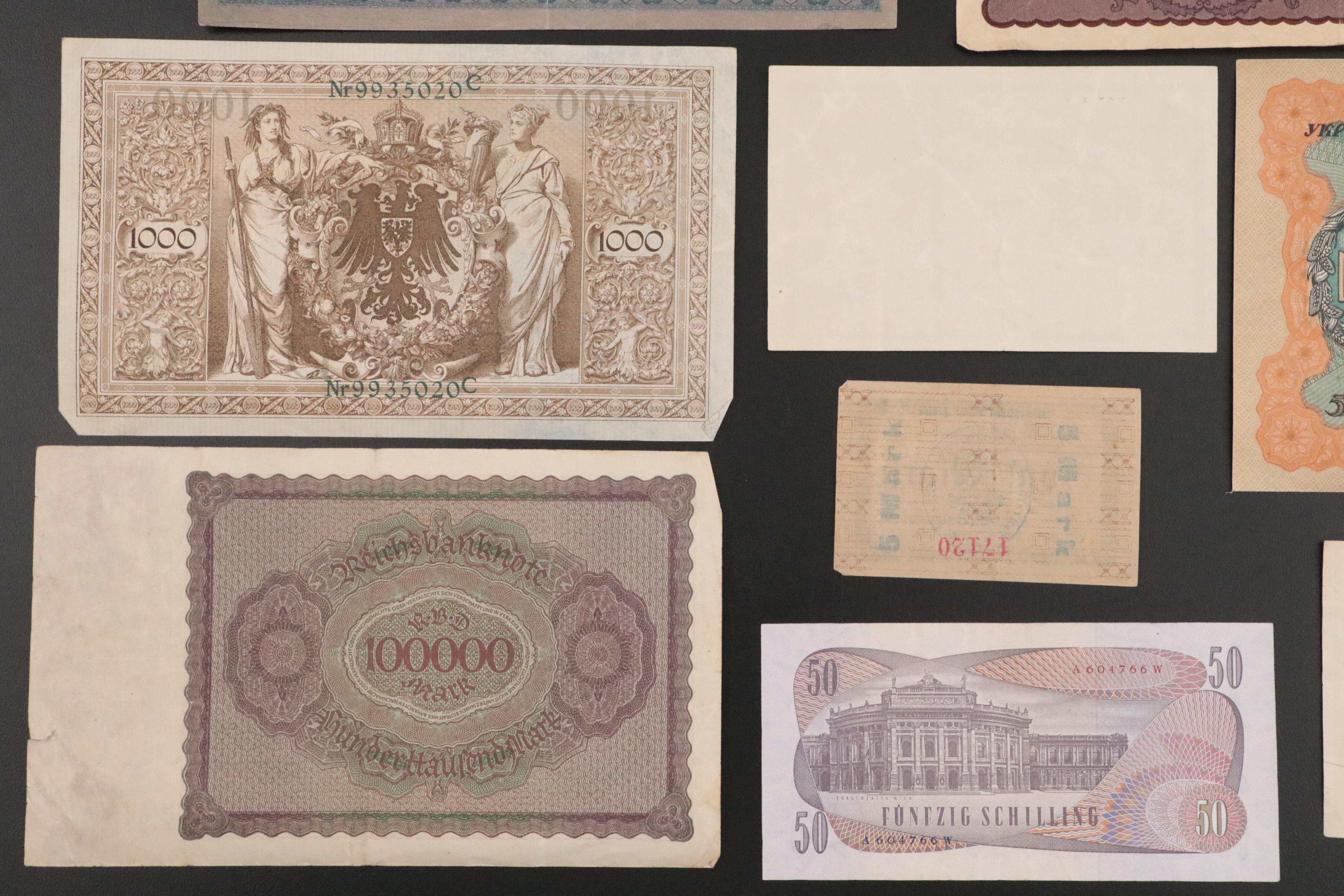 European Currency Banknotes, Early to Mid 20th Century