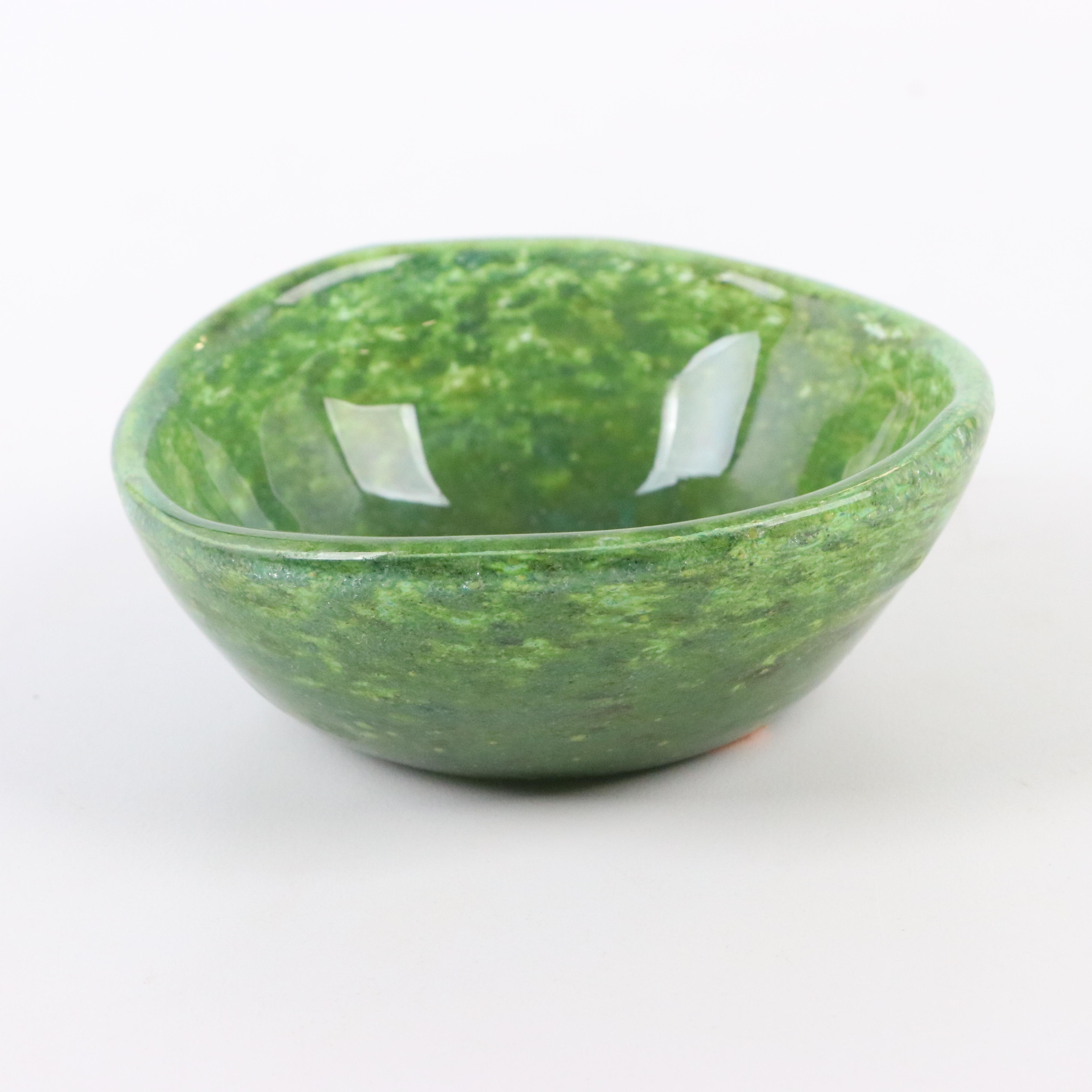 Signed Glass Paperweight, Marble and Seal Paperweights, Cube and Bowl