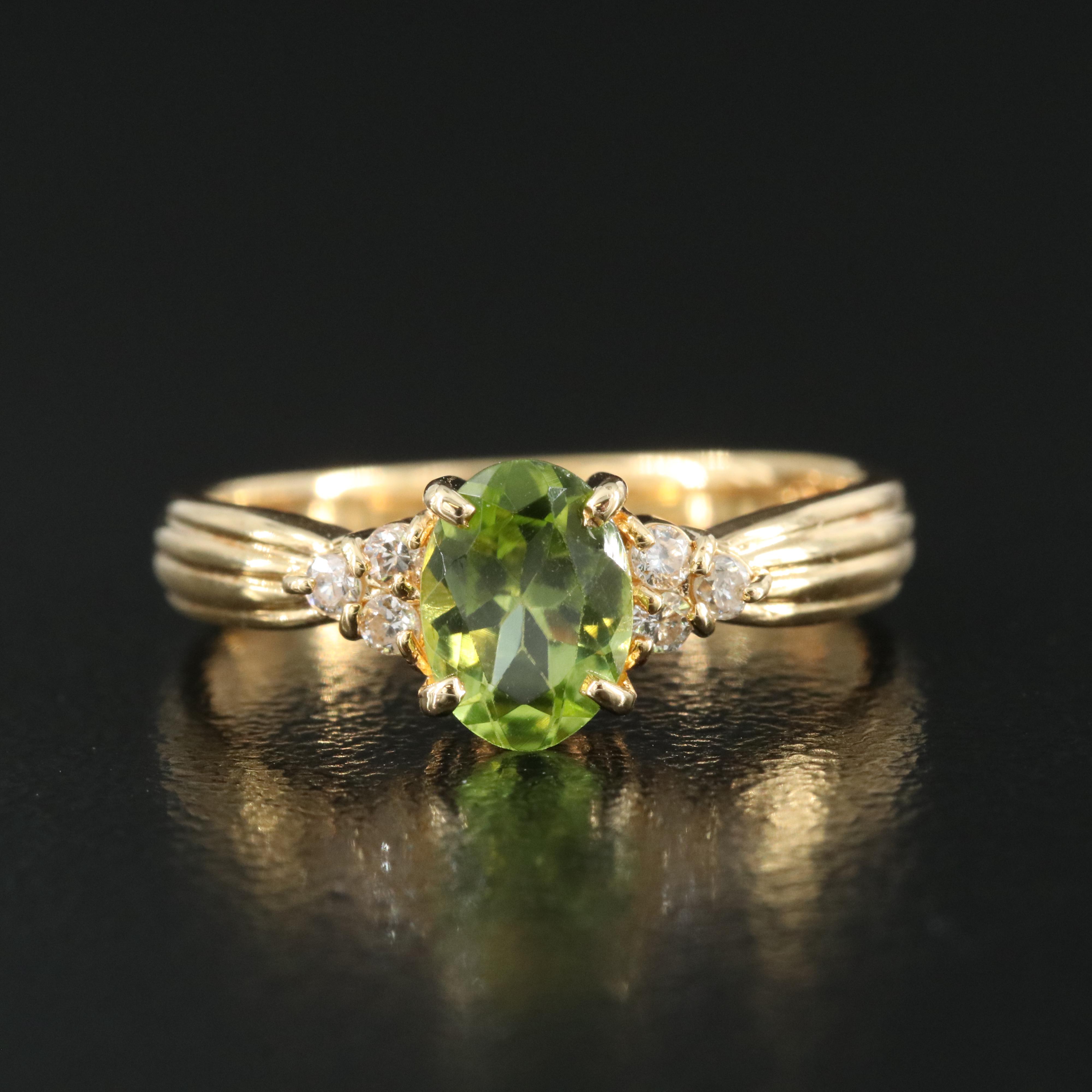 18K Peridot and Diamond Ring