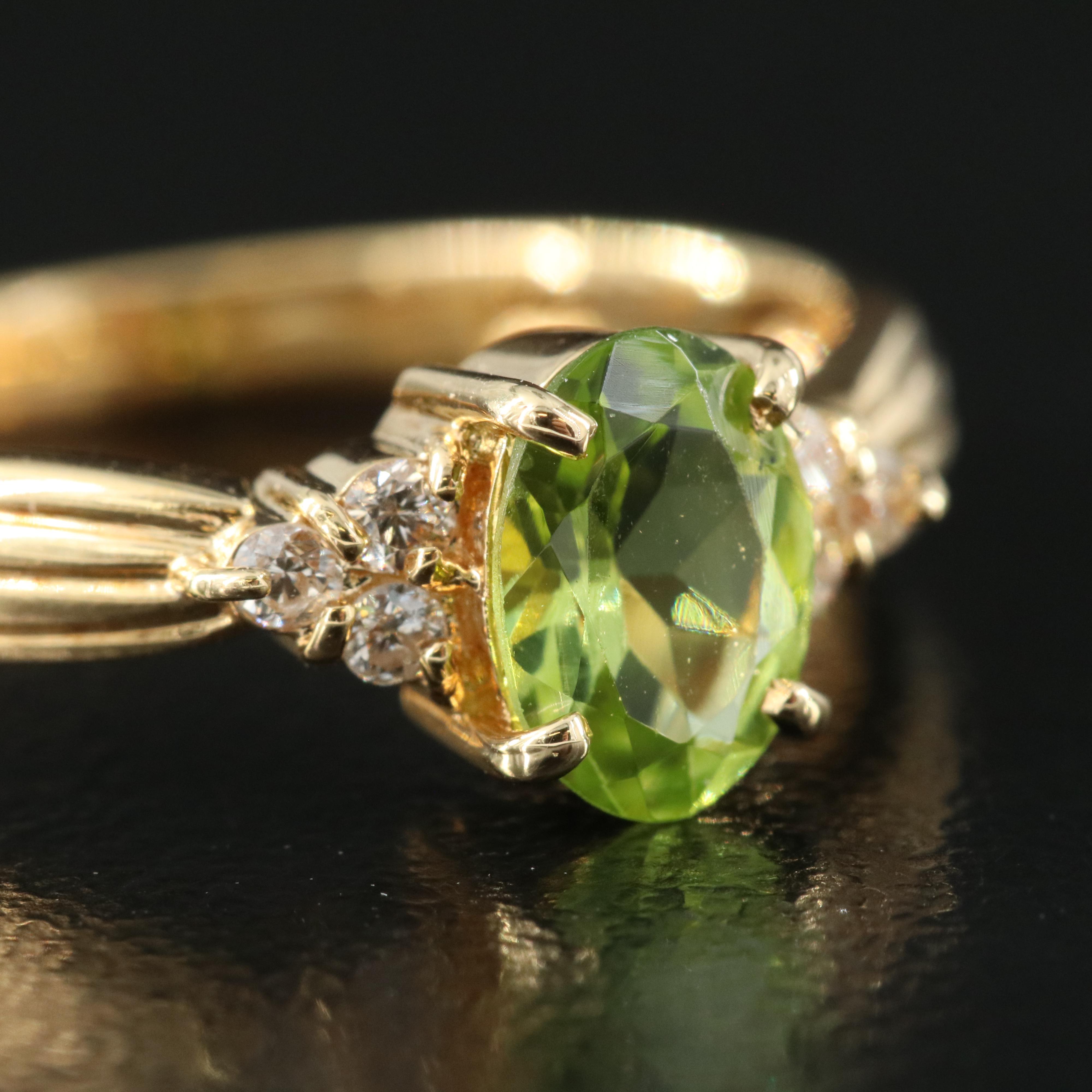 18K Peridot and Diamond Ring