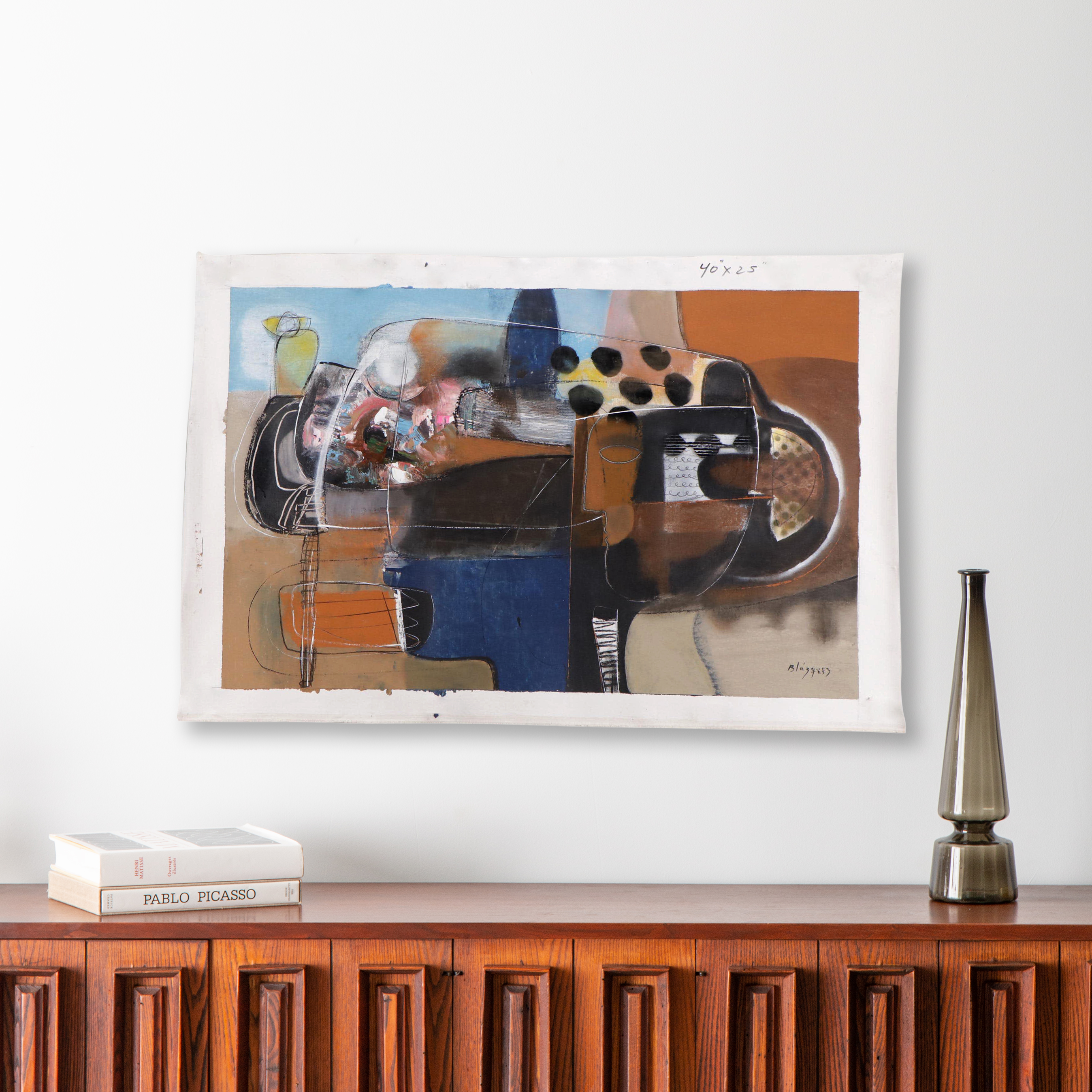 Michel Blazquez Abstract Mixed Media Painting "The Mystery of Silence," 2023