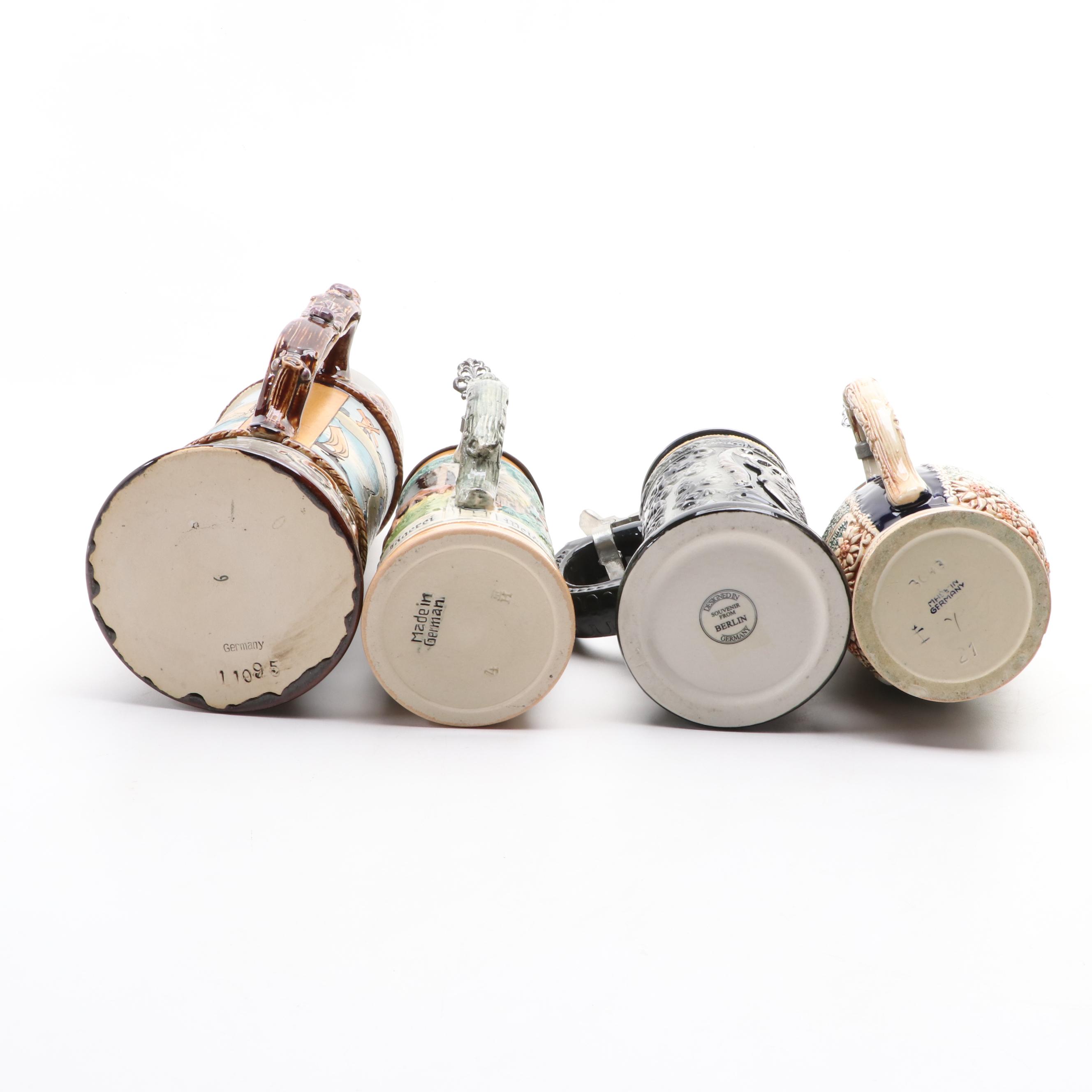 Stoneware and Pewter German Beer Steins