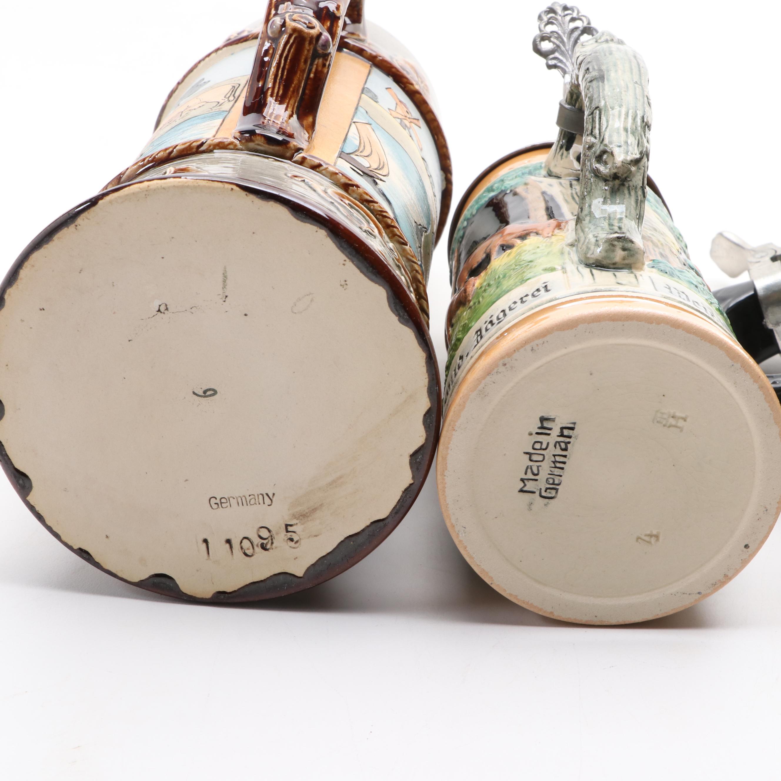 Stoneware and Pewter German Beer Steins