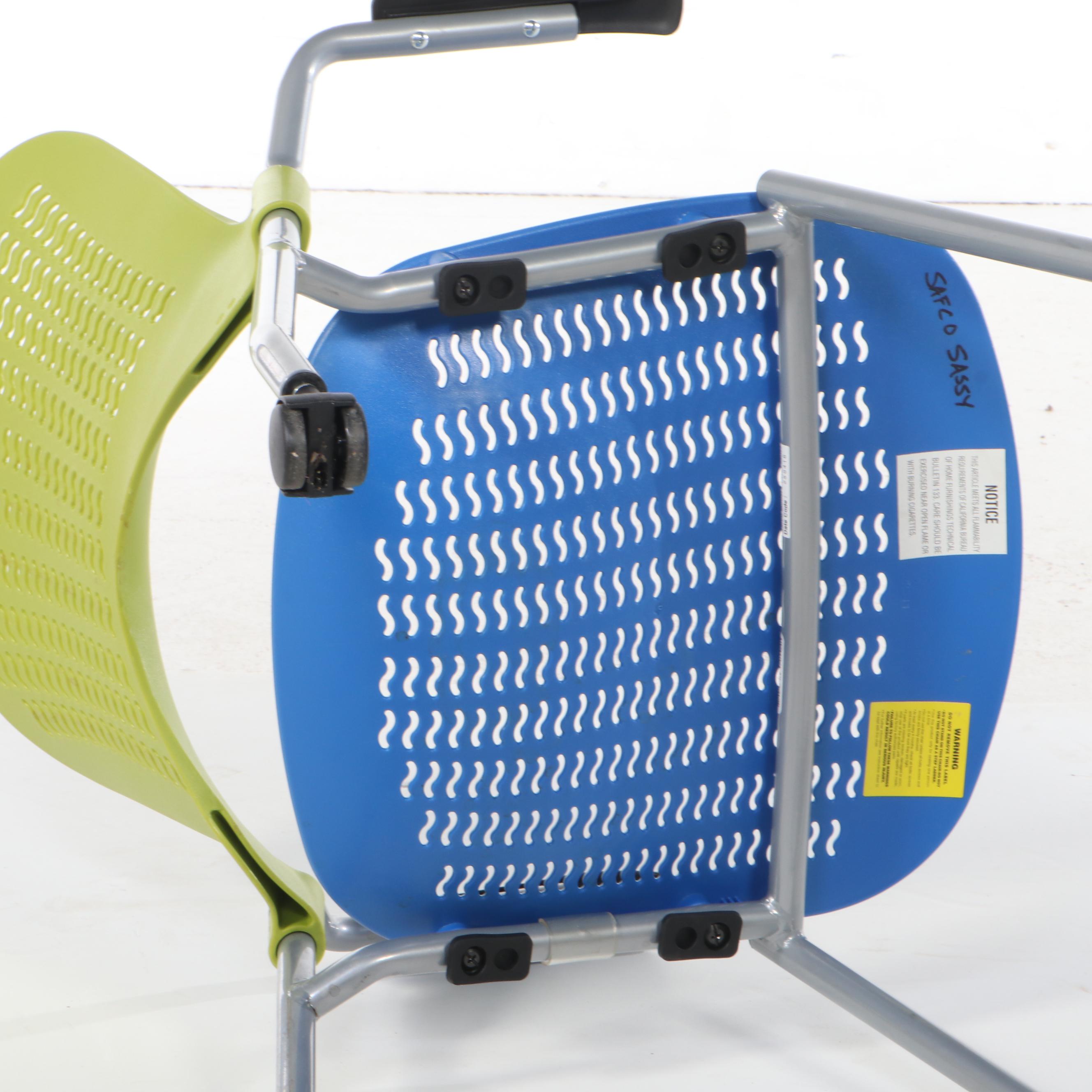 Four Safco "Sassy" Powder-Coated Metal and Molded Plastic Stacking Desk Chairs