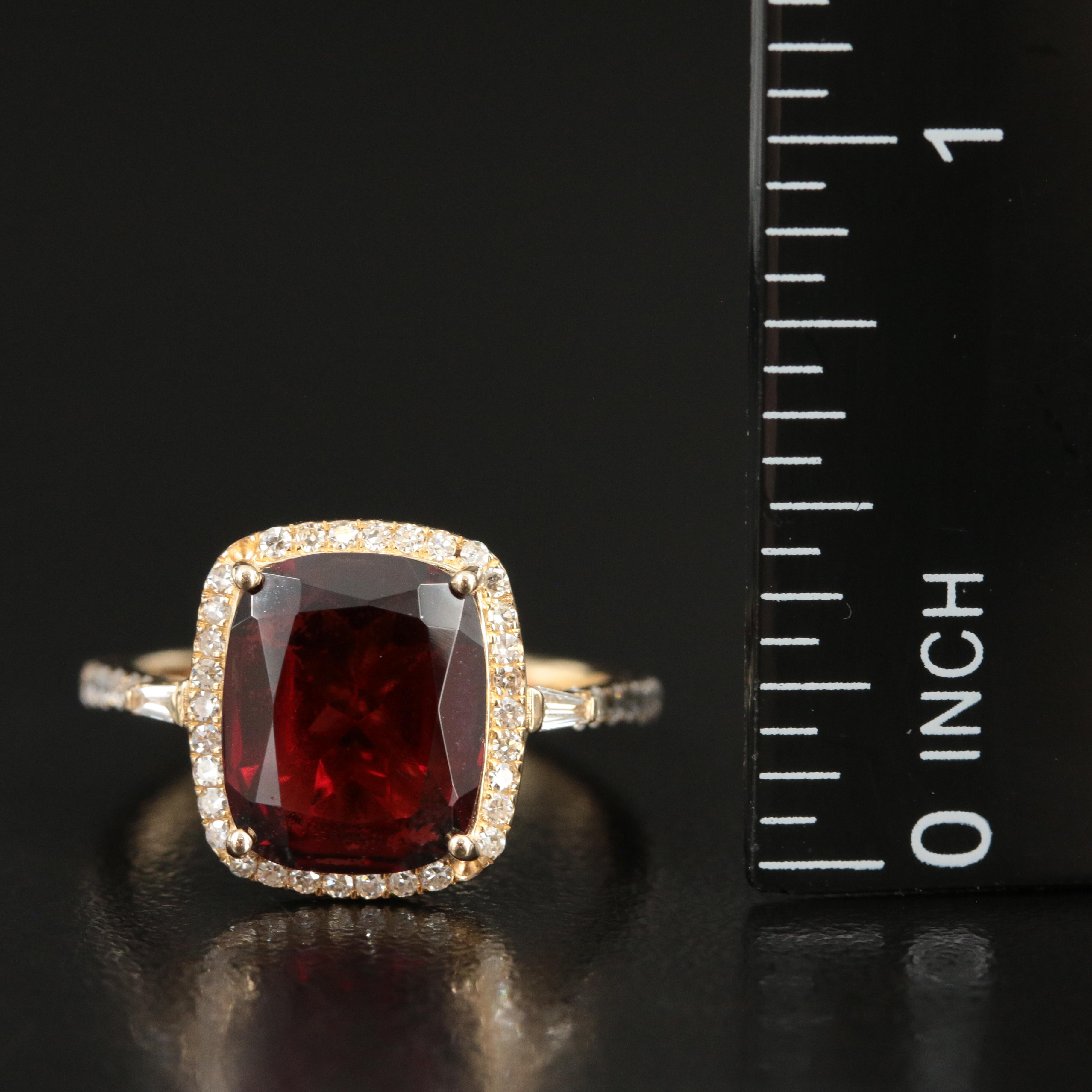 Effy 14K Garnet and 0.35 CTW Diamond Halo Ring