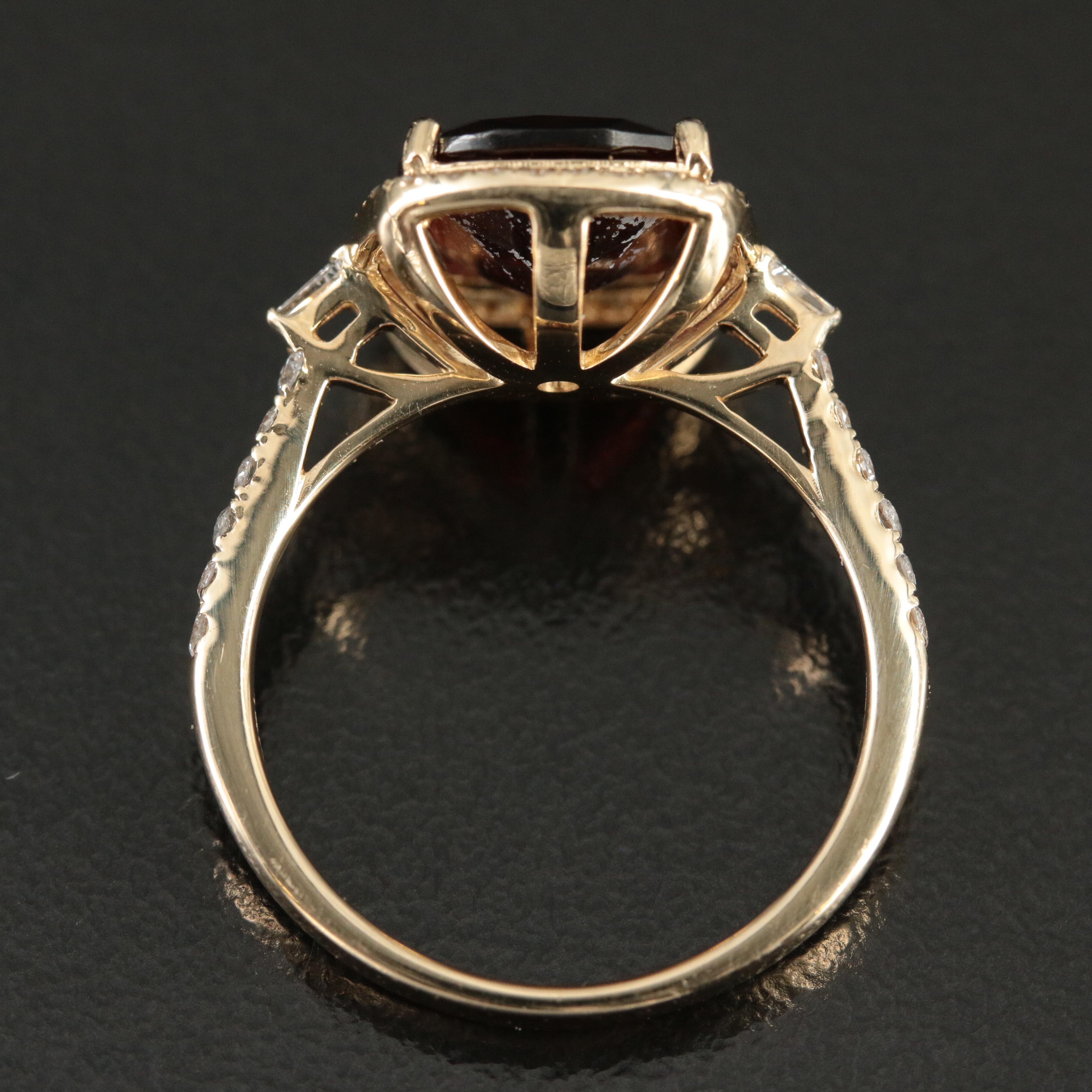 Effy 14K Garnet and 0.35 CTW Diamond Halo Ring