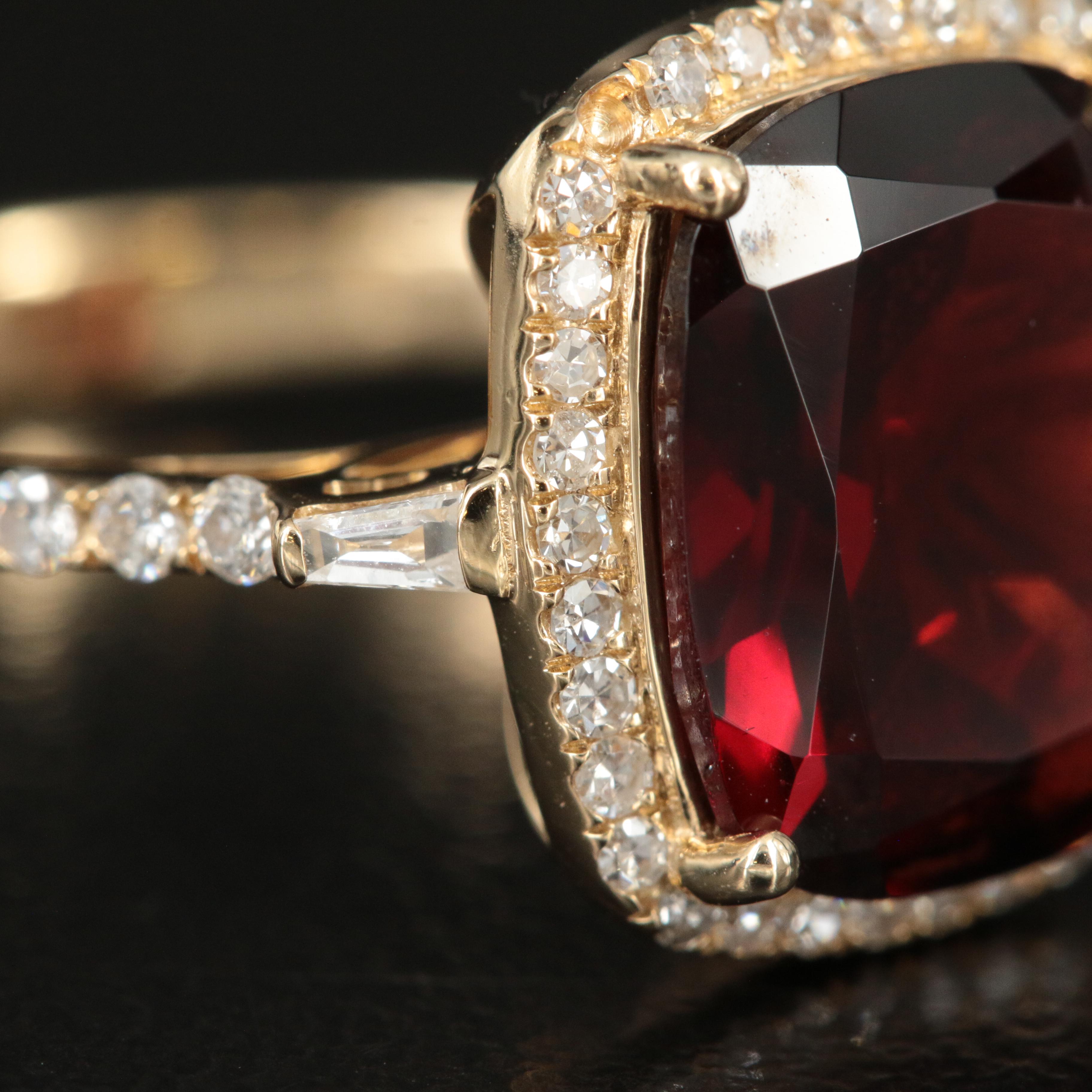 Effy 14K Garnet and 0.35 CTW Diamond Halo Ring