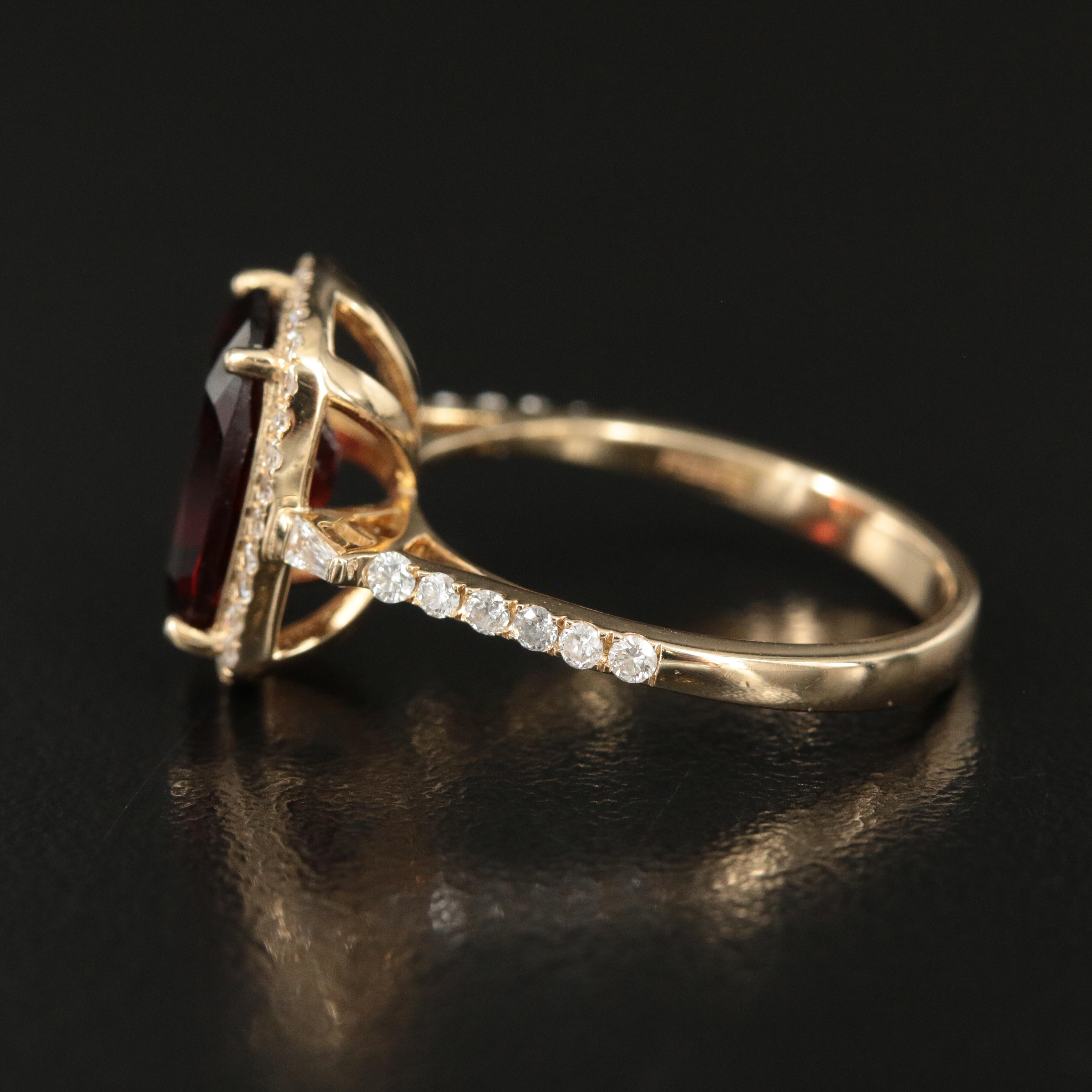 Effy 14K Garnet and 0.35 CTW Diamond Halo Ring