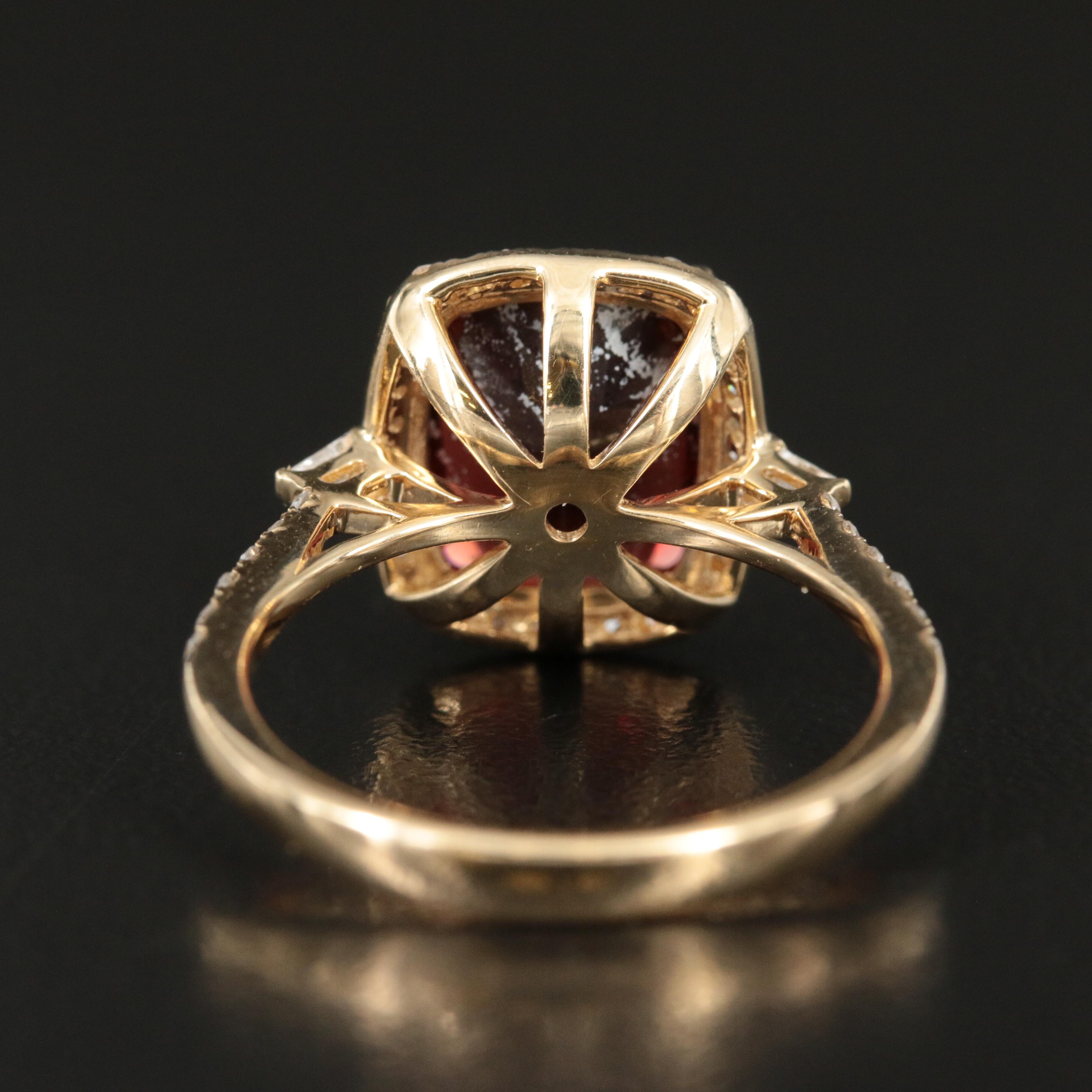 Effy 14K Garnet and 0.35 CTW Diamond Halo Ring