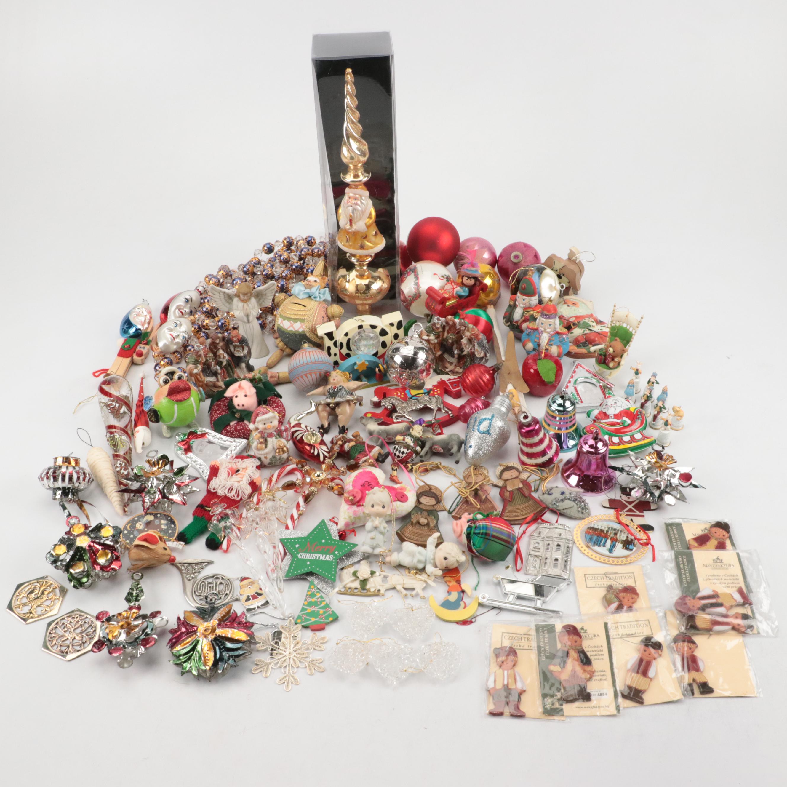 Mercury Glass Christmas Tree Topper with Ornaments