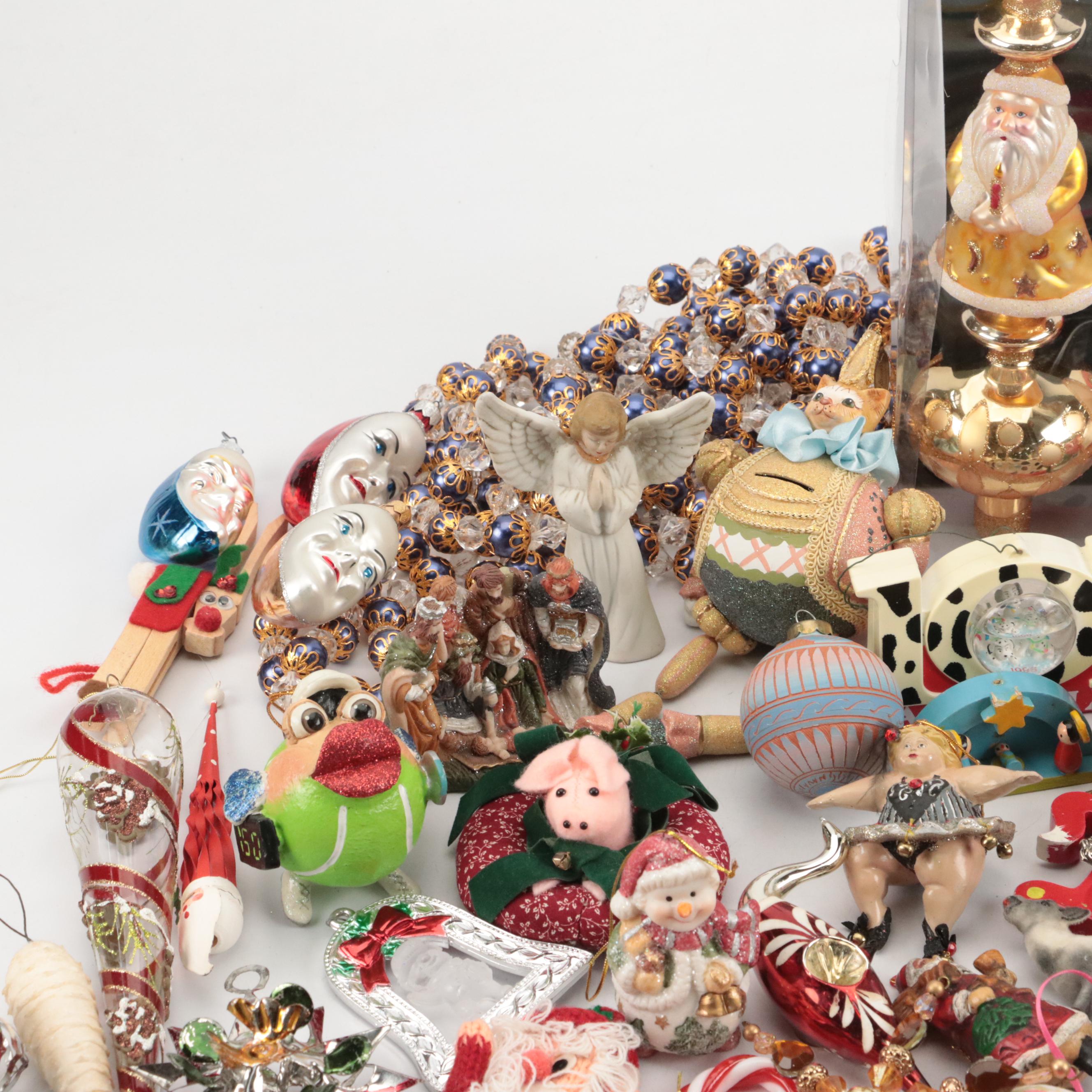 Mercury Glass Christmas Tree Topper with Ornaments