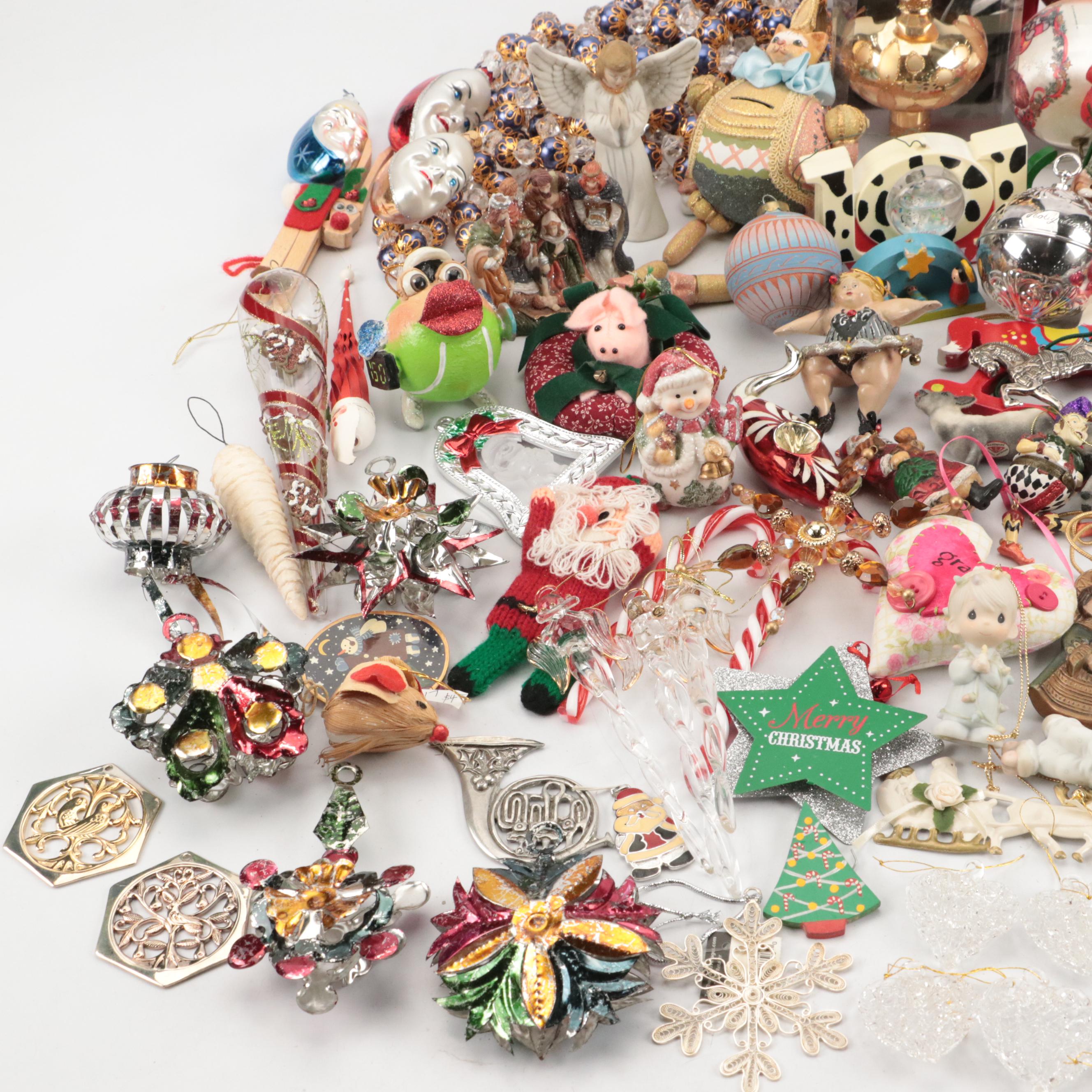 Mercury Glass Christmas Tree Topper with Ornaments