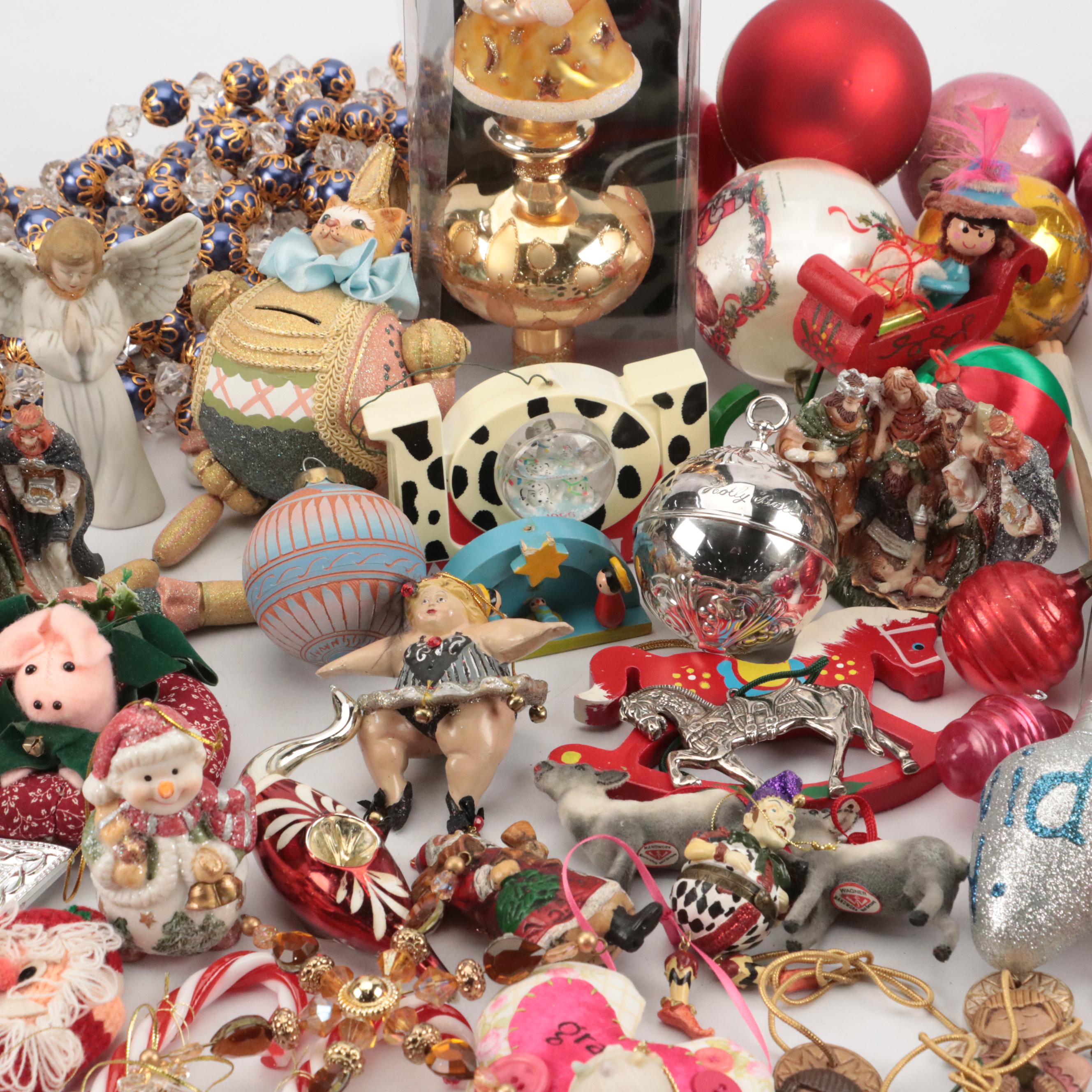 Mercury Glass Christmas Tree Topper with Ornaments