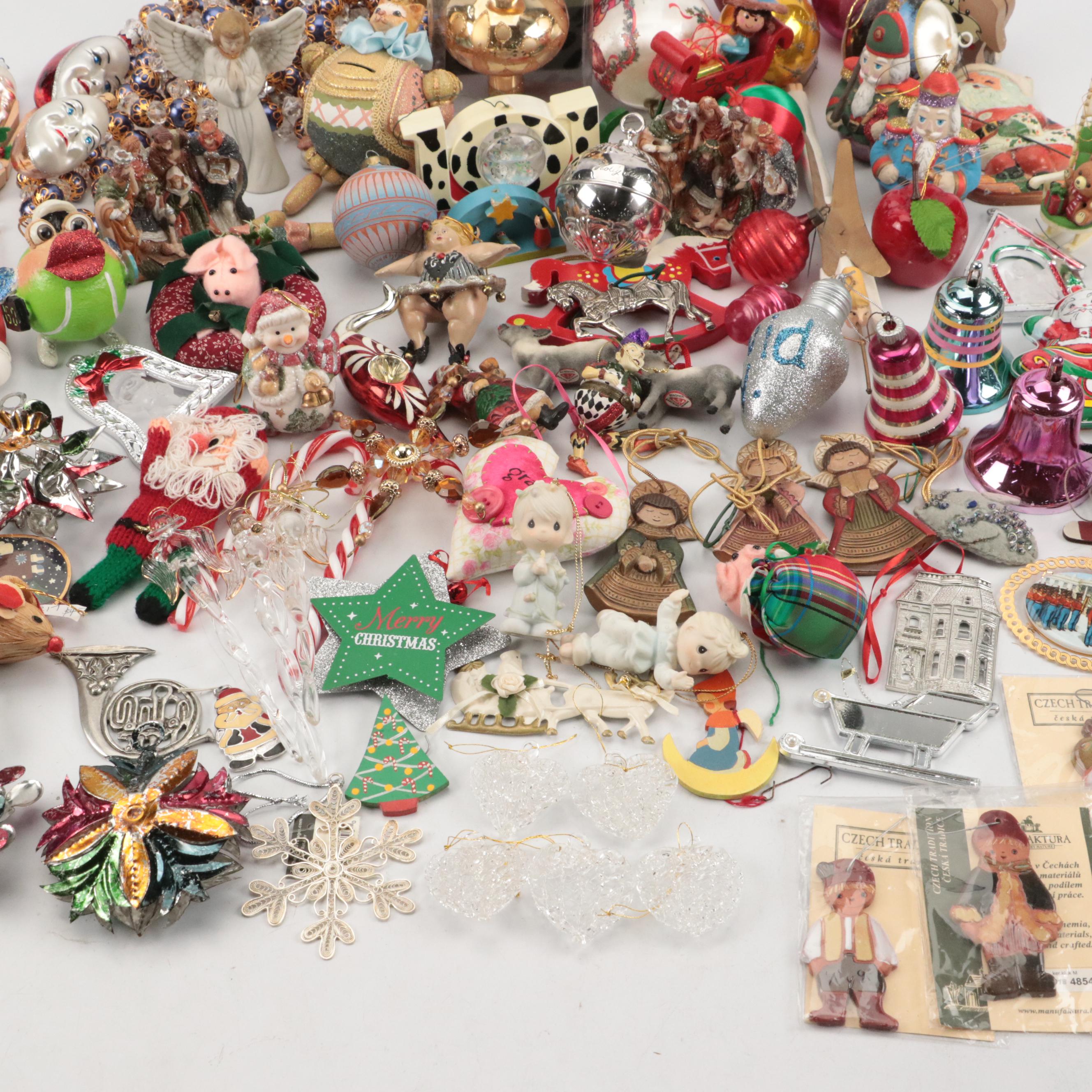 Mercury Glass Christmas Tree Topper with Ornaments