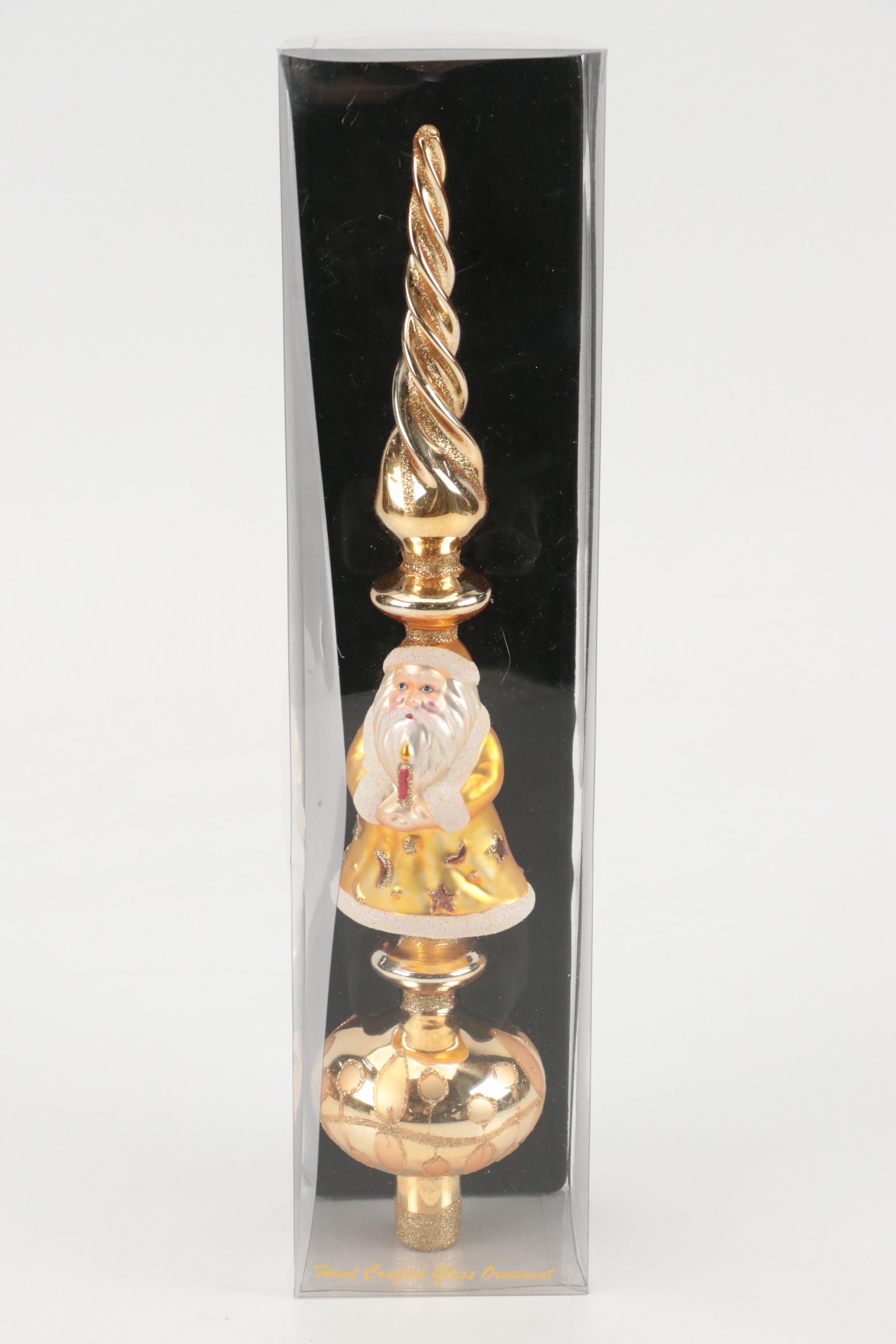 Mercury Glass Christmas Tree Topper with Ornaments