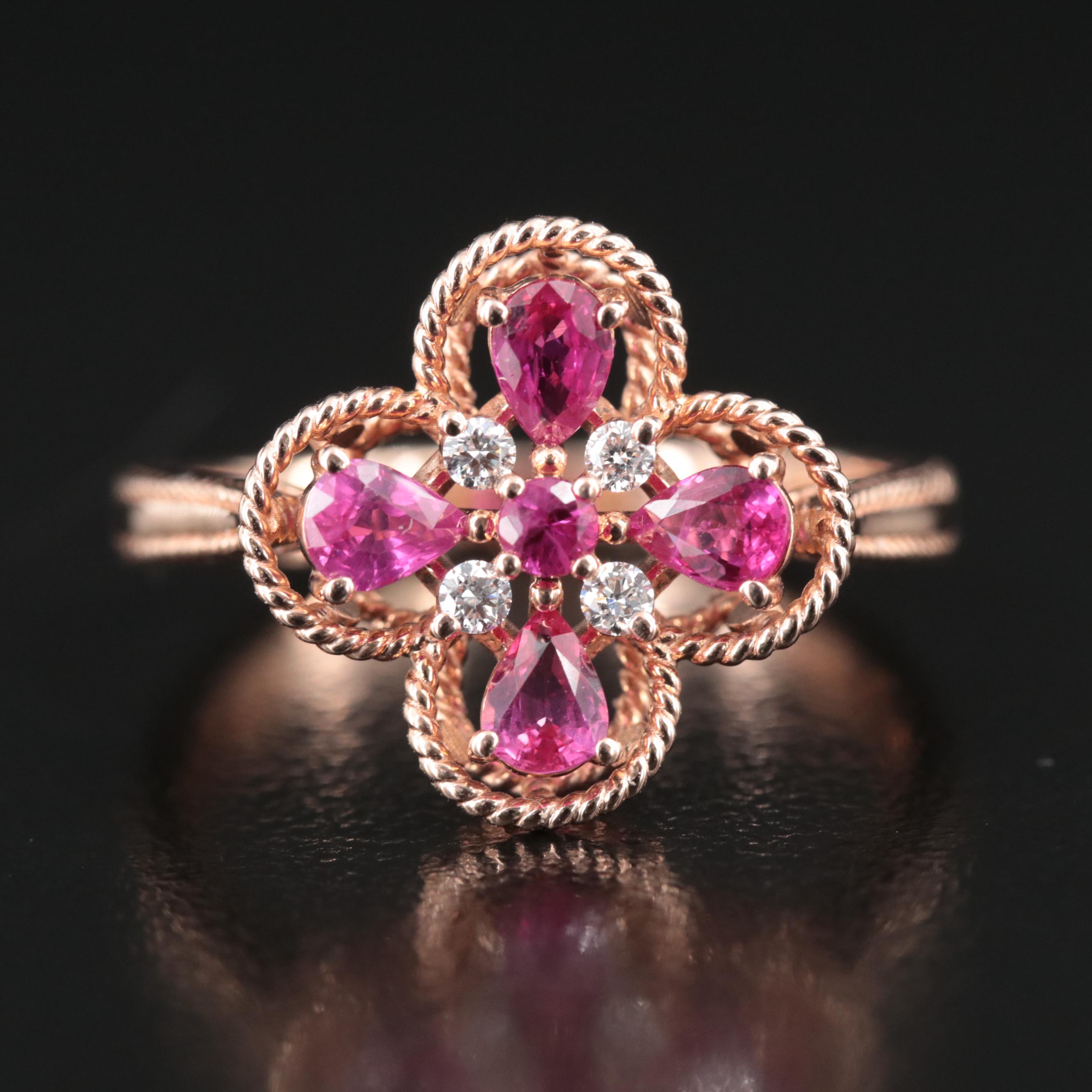 Effy 14K Rose Gold Ruby and Diamond Ring