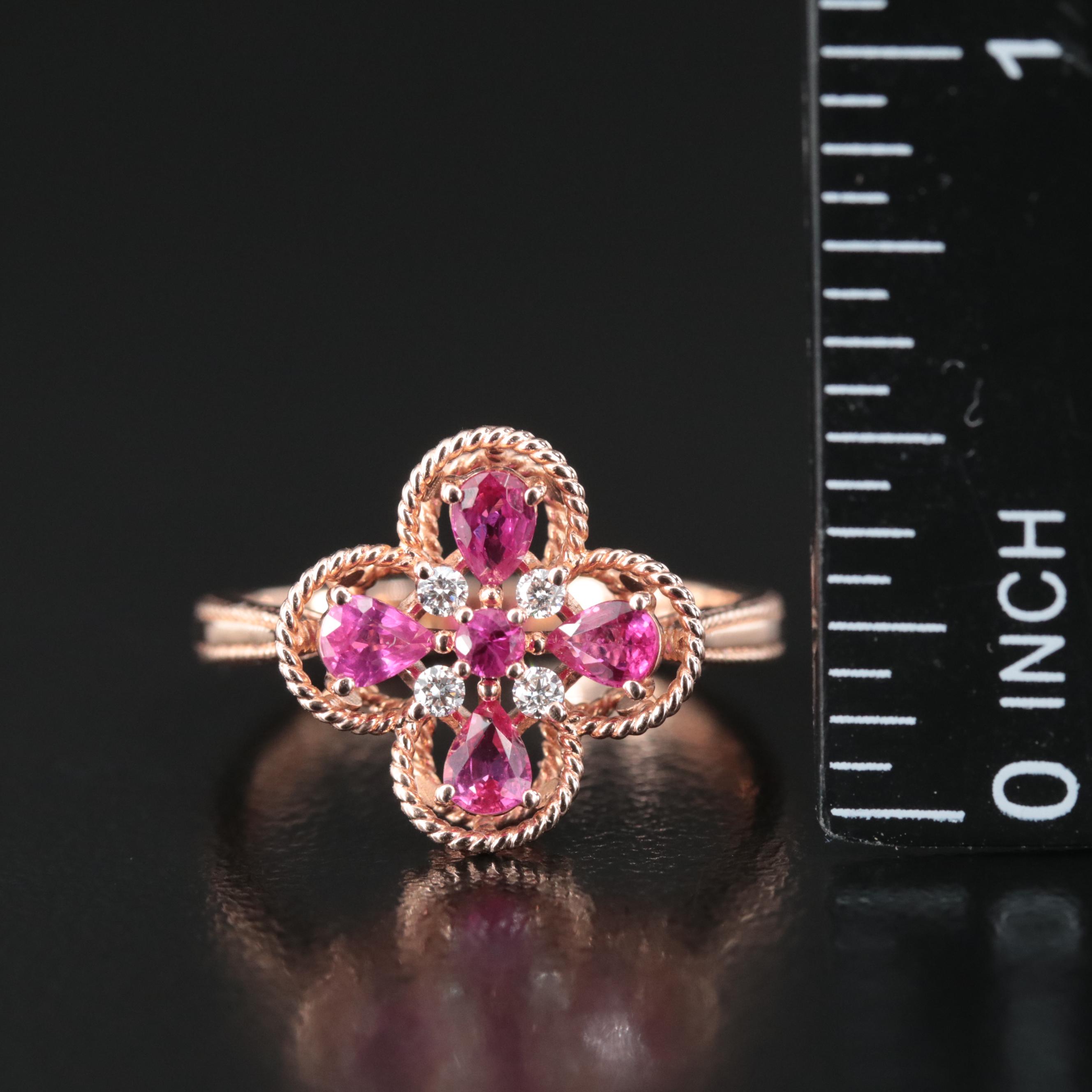 Effy 14K Rose Gold Ruby and Diamond Ring