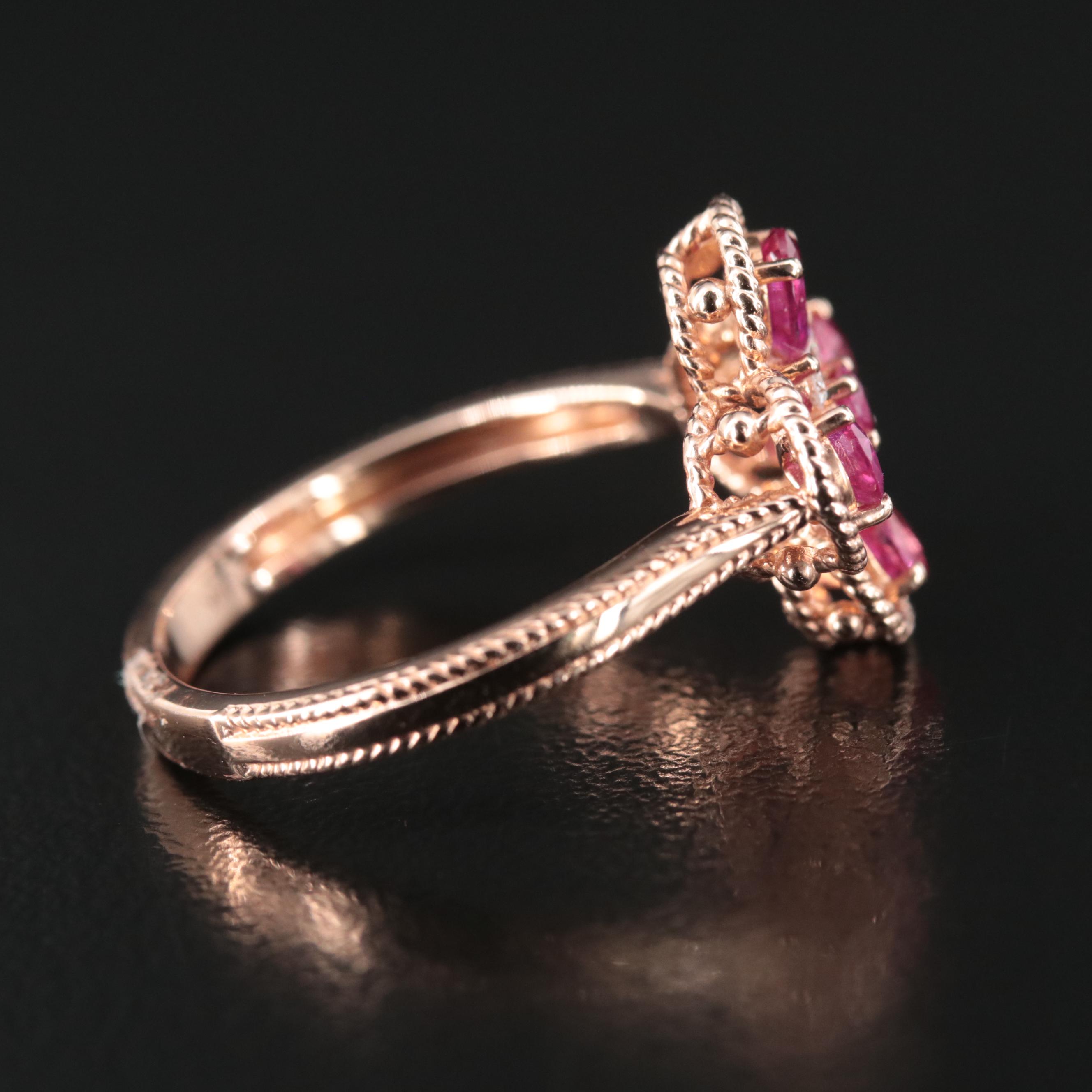 Effy 14K Rose Gold Ruby and Diamond Ring