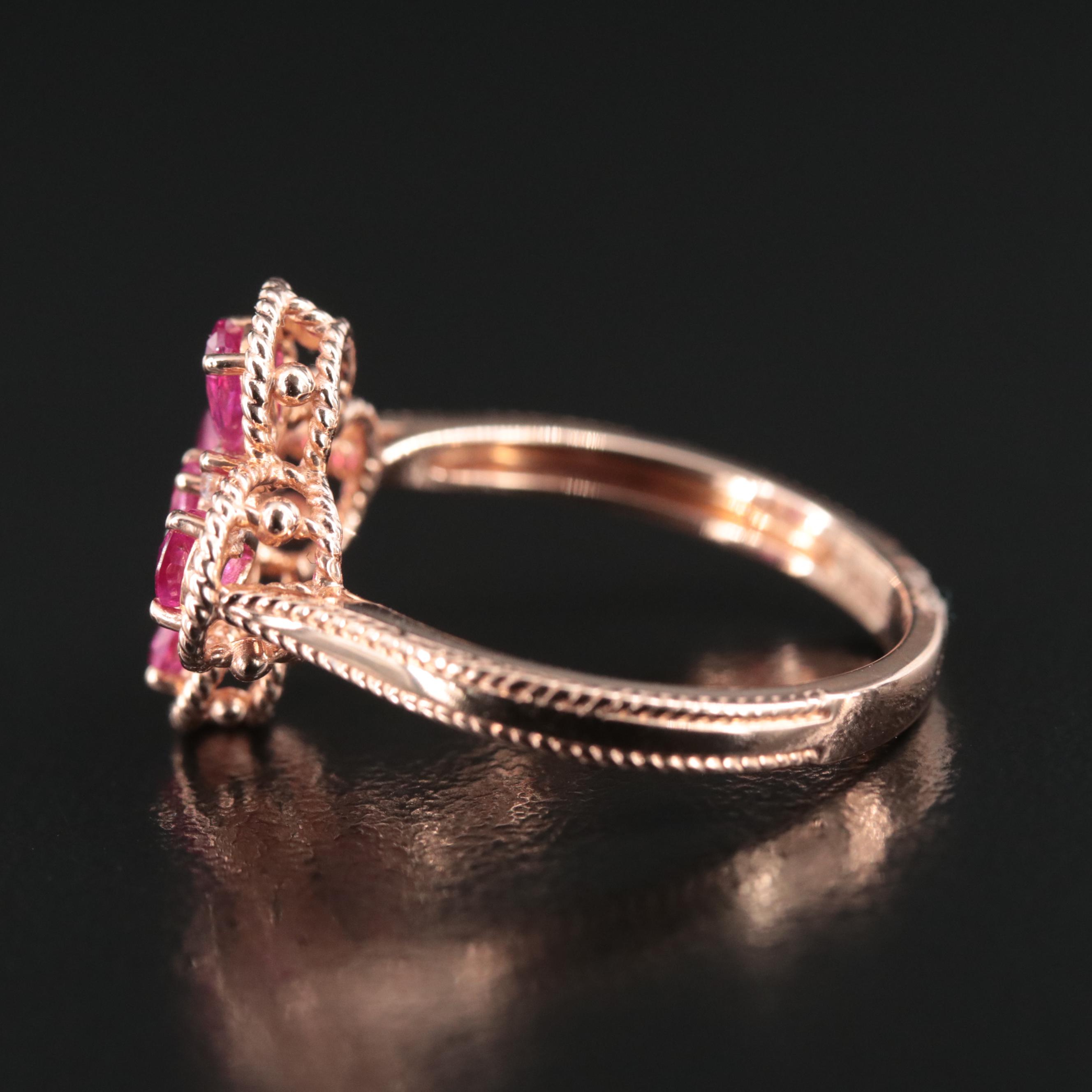 Effy 14K Rose Gold Ruby and Diamond Ring