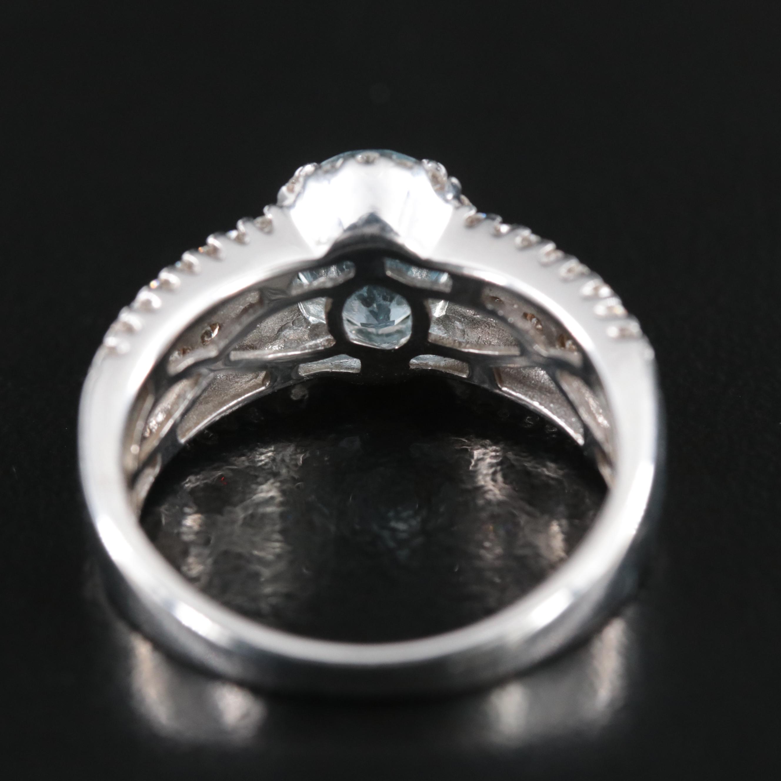 LeVian 14K Aquamarine and Diamond (Origin Undetermined) Ring