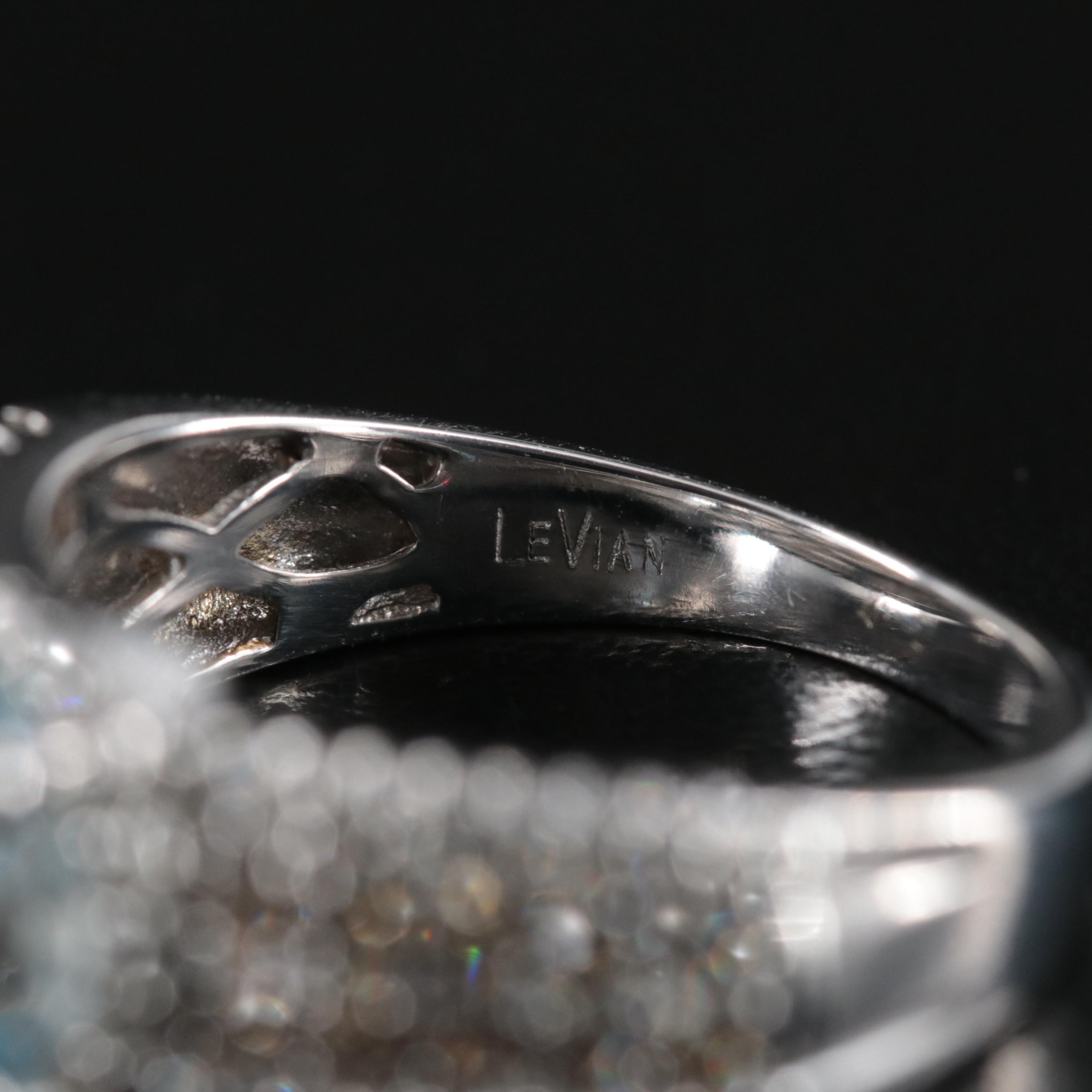 LeVian 14K Aquamarine and Diamond (Origin Undetermined) Ring