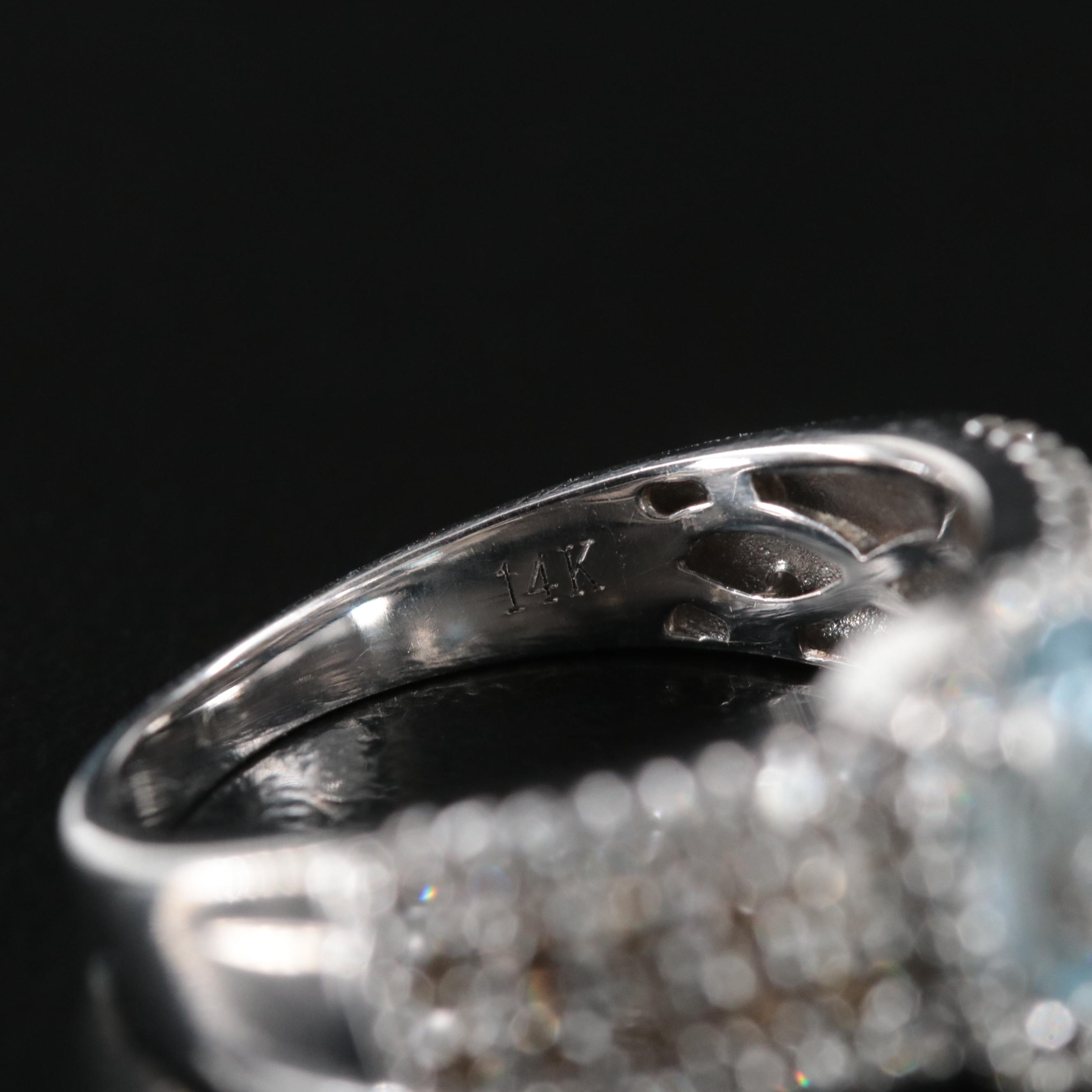 LeVian 14K Aquamarine and Diamond (Origin Undetermined) Ring