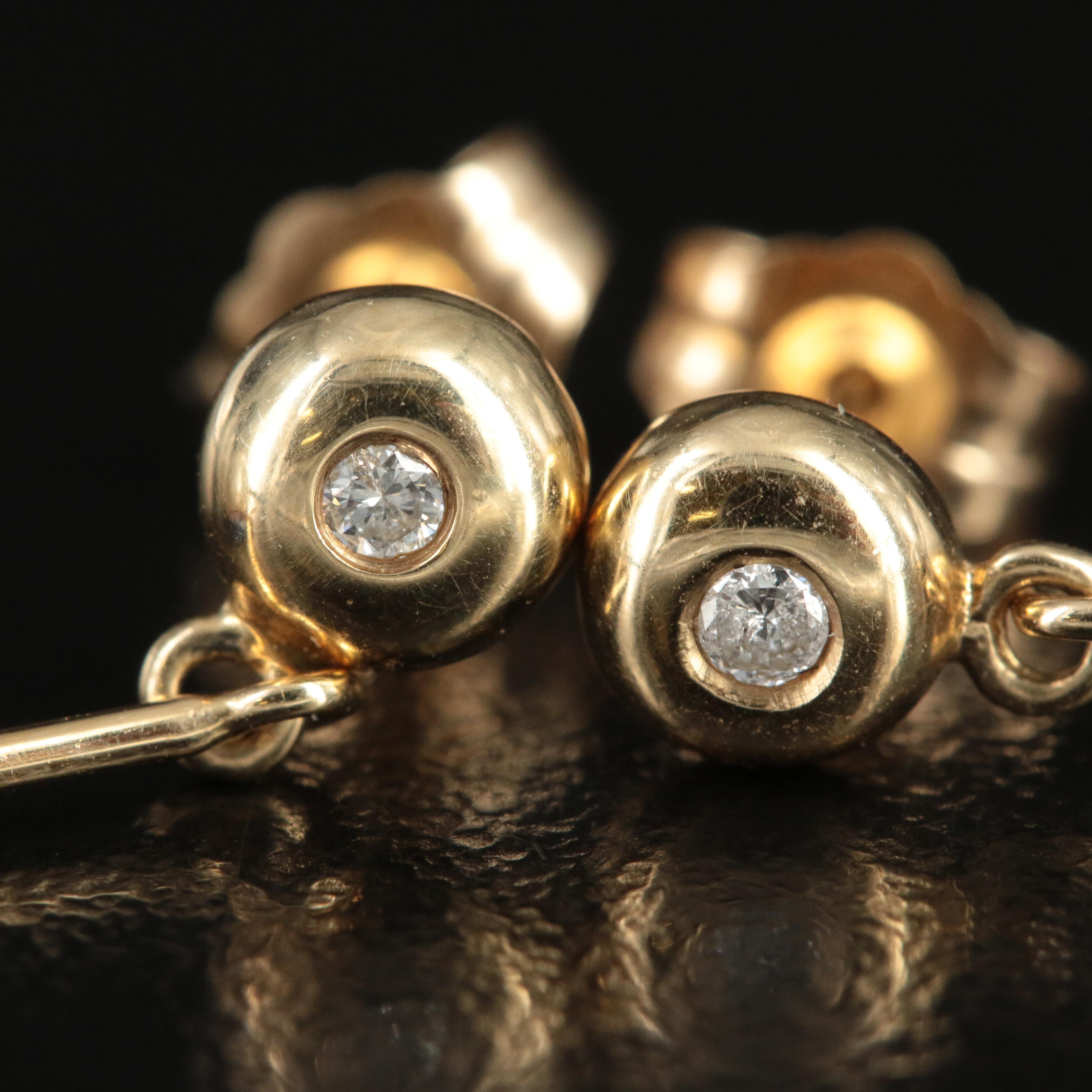 14K Pearl and Diamond Dangle Earrings