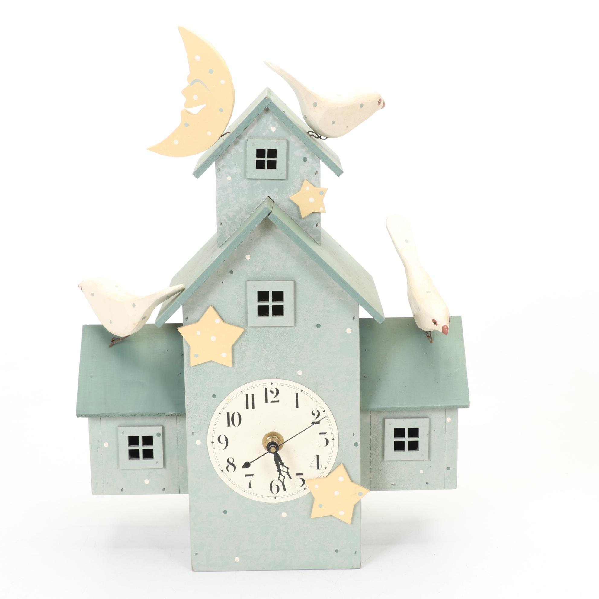 Hand-Decorated Bird House Collection with Pair of Lefton Parakeet Figurines