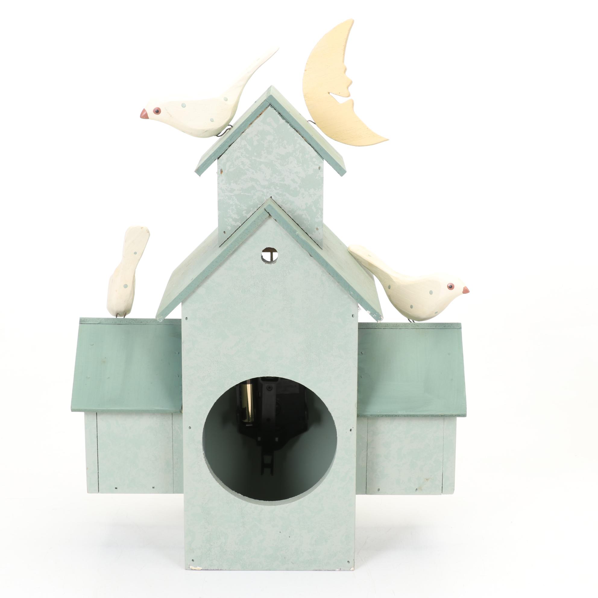 Hand-Decorated Bird House Collection with Pair of Lefton Parakeet Figurines