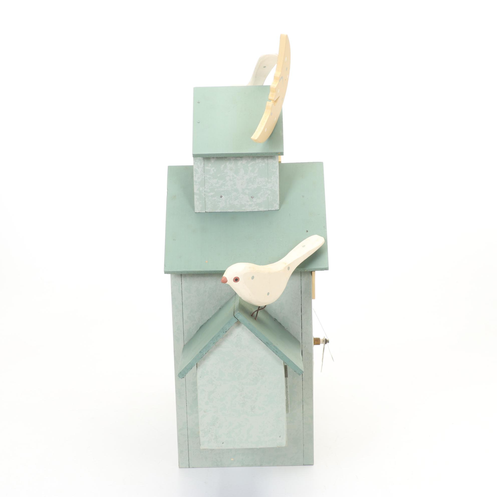 Hand-Decorated Bird House Collection with Pair of Lefton Parakeet Figurines