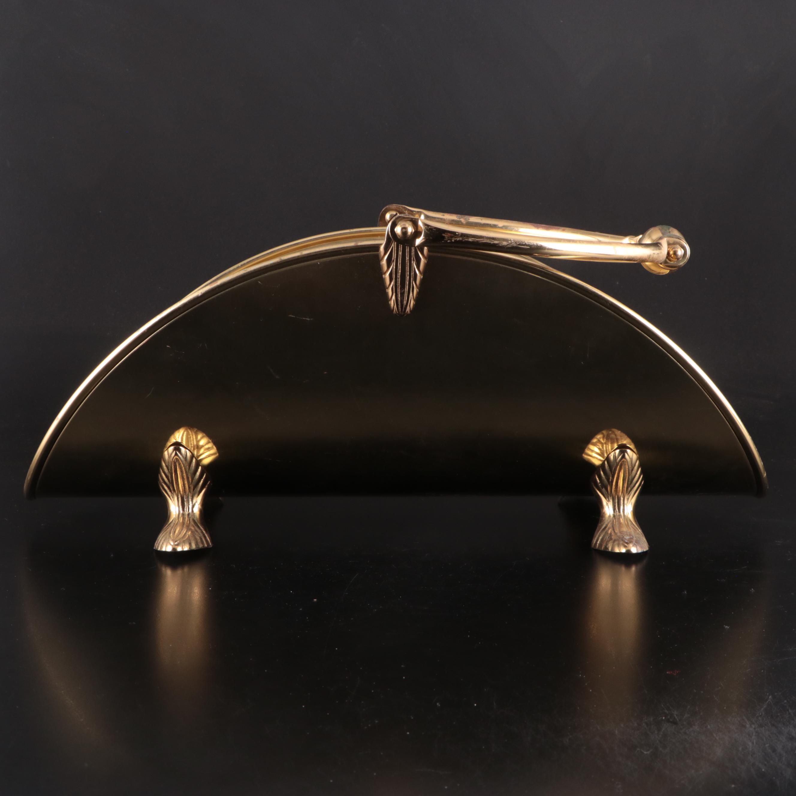 Footed Brass Fireplace Log Holder, Late 20th Century