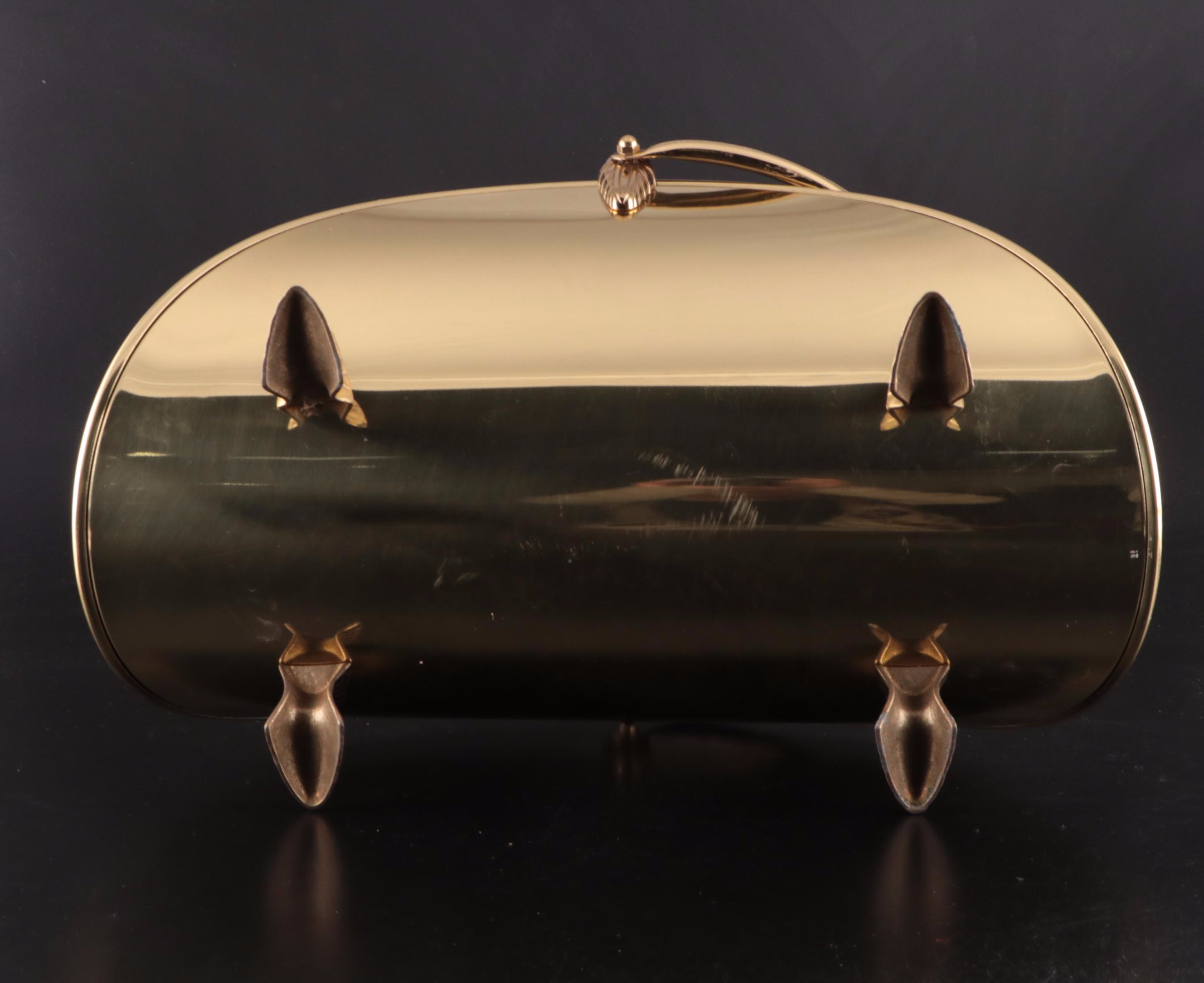 Footed Brass Fireplace Log Holder, Late 20th Century