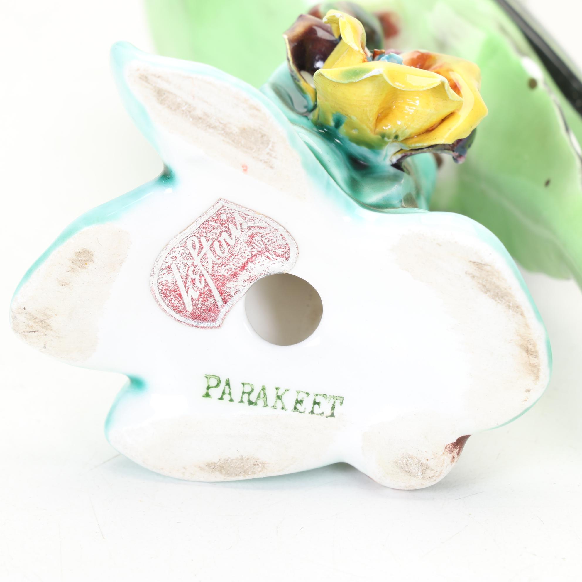 Hand-Decorated Bird House Collection with Pair of Lefton Parakeet Figurines