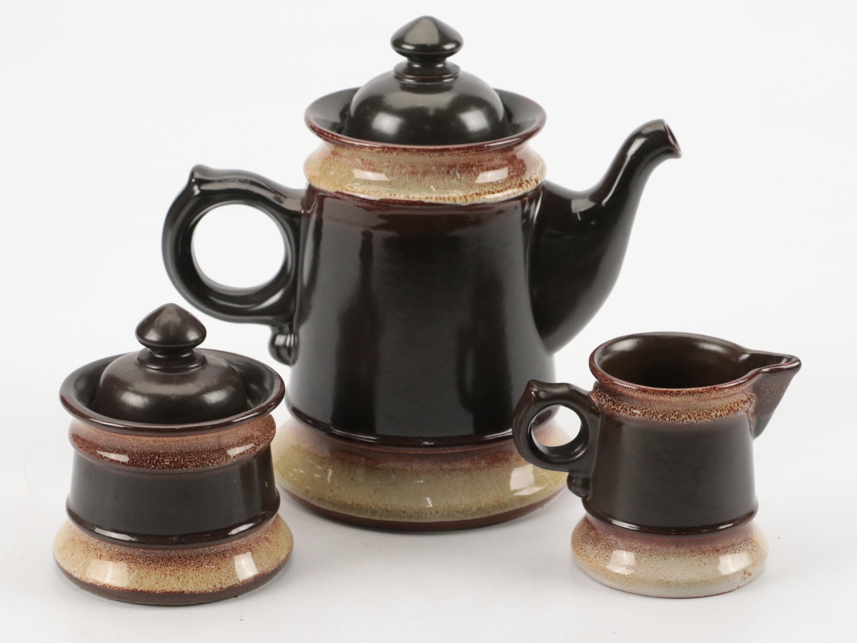 Mid Century Modern Style Earthenware Coffee and Dessert Set
