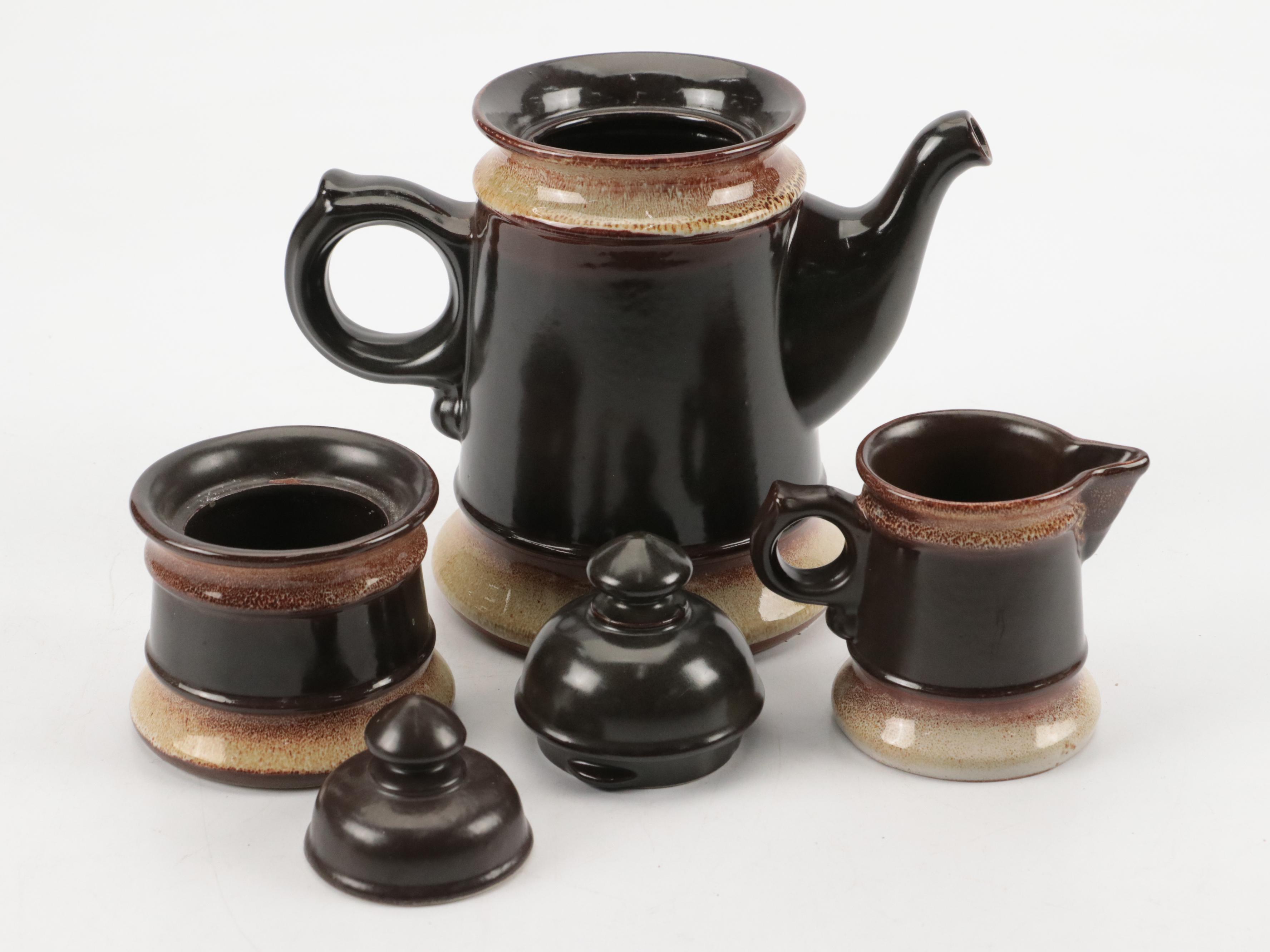 Mid Century Modern Style Earthenware Coffee and Dessert Set
