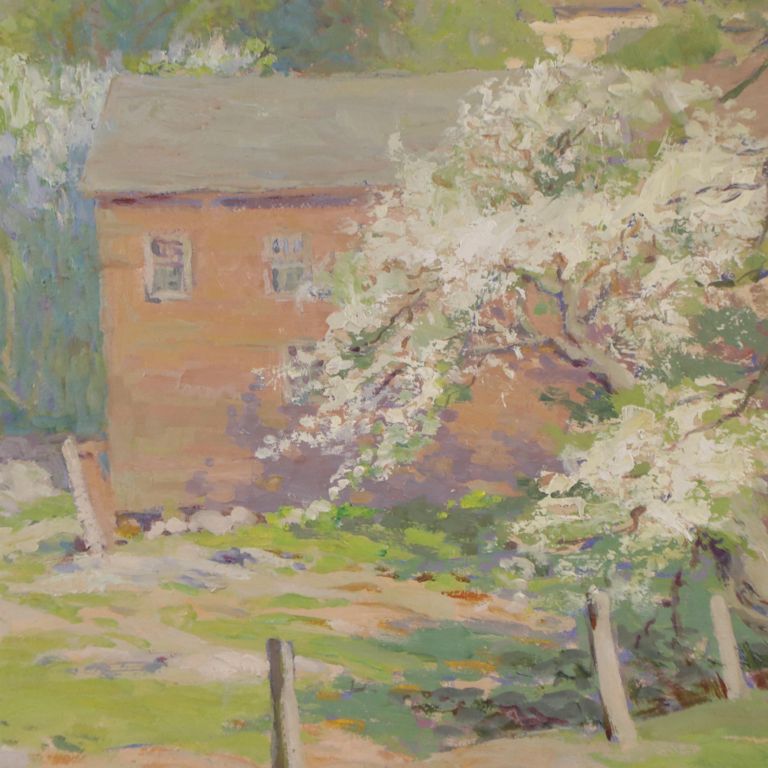 Kate A. Williams Landscape Oil Painting "In May," Early 20th Century