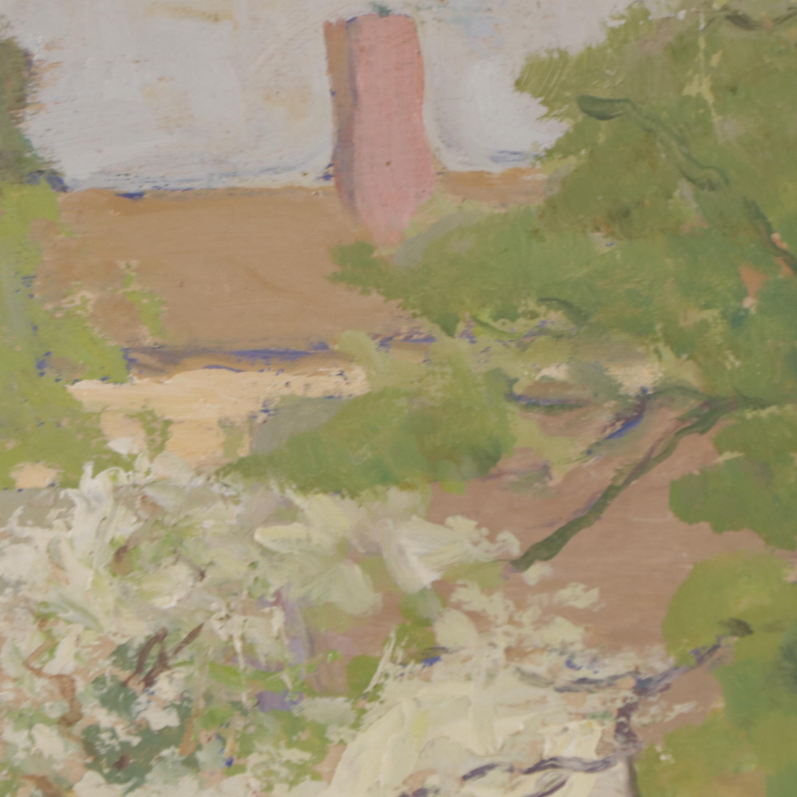 Kate A. Williams Landscape Oil Painting "In May," Early 20th Century