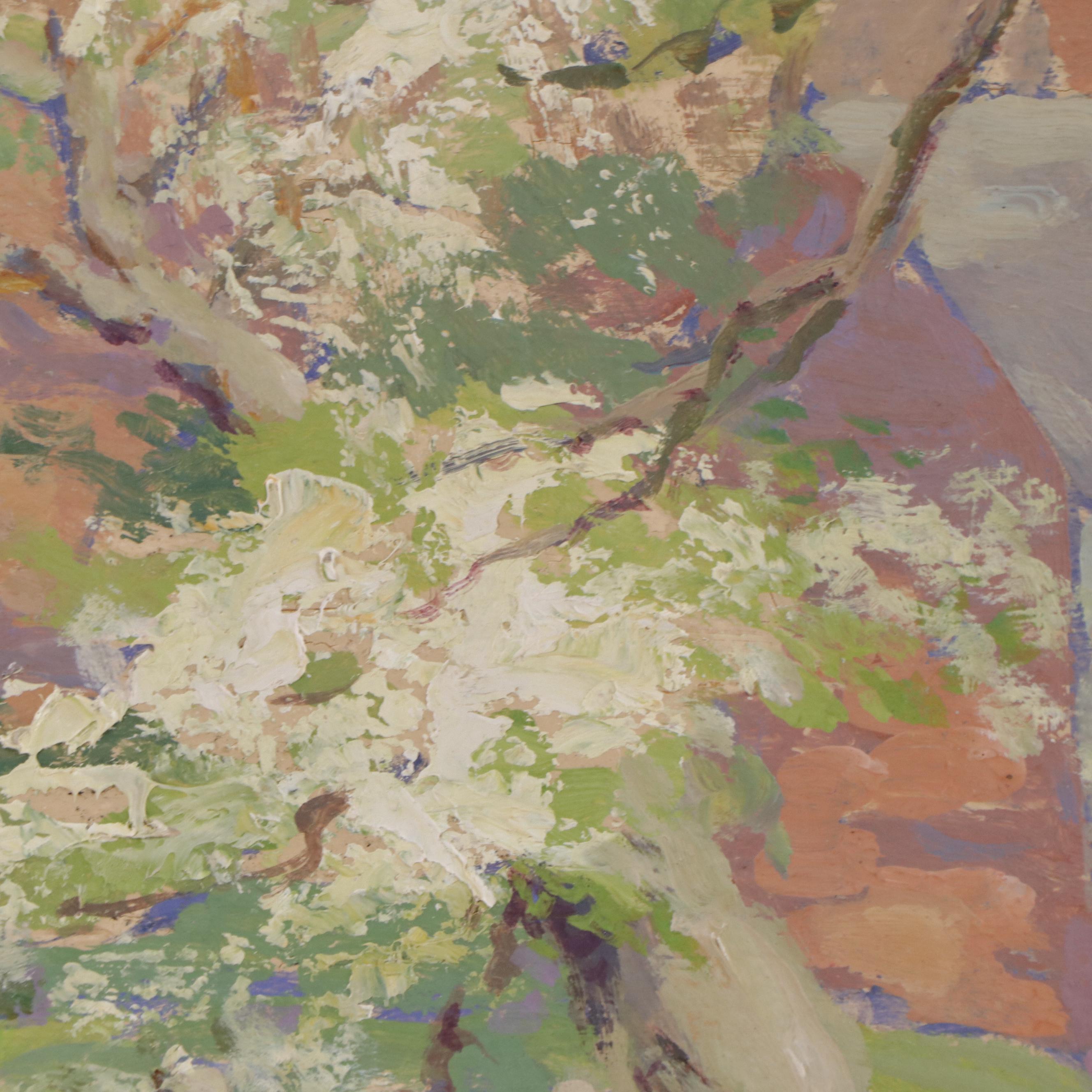 Kate A. Williams Landscape Oil Painting "In May," Early 20th Century