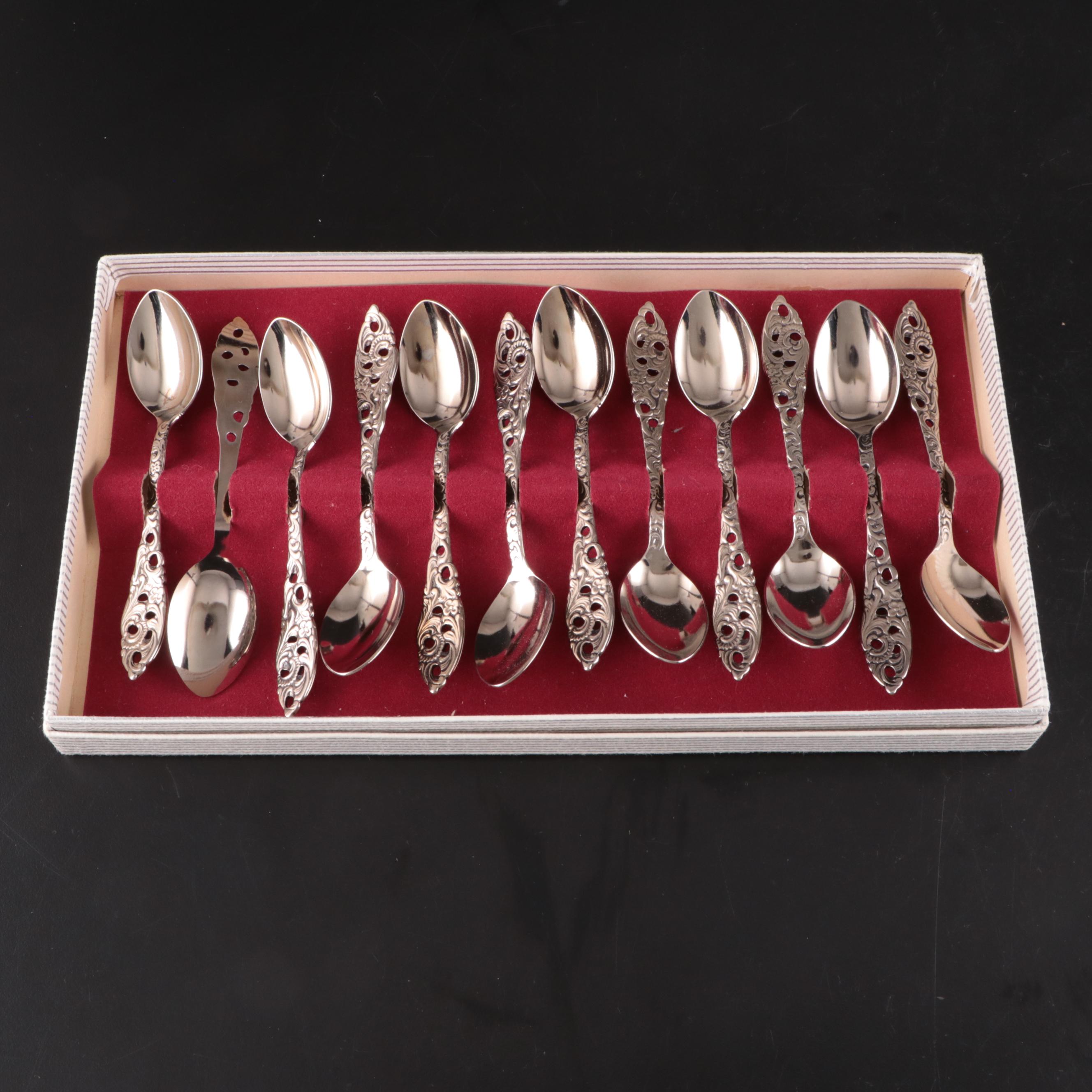 Embossed Stainless Steel Demitasse Spoons Boxed Set
