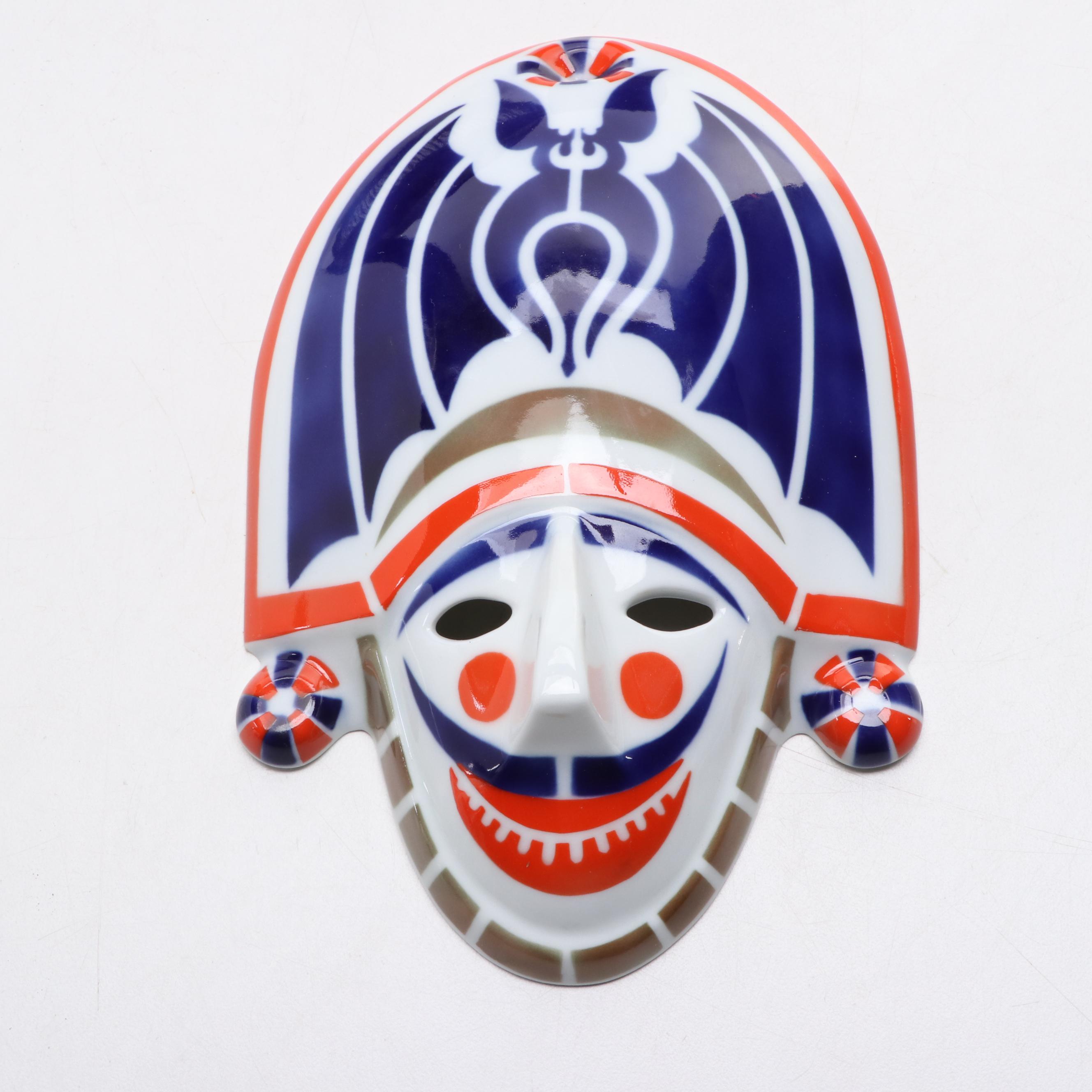 Sargadelos Porcelain Spanish Mask with Other East Asian and Russian Décor