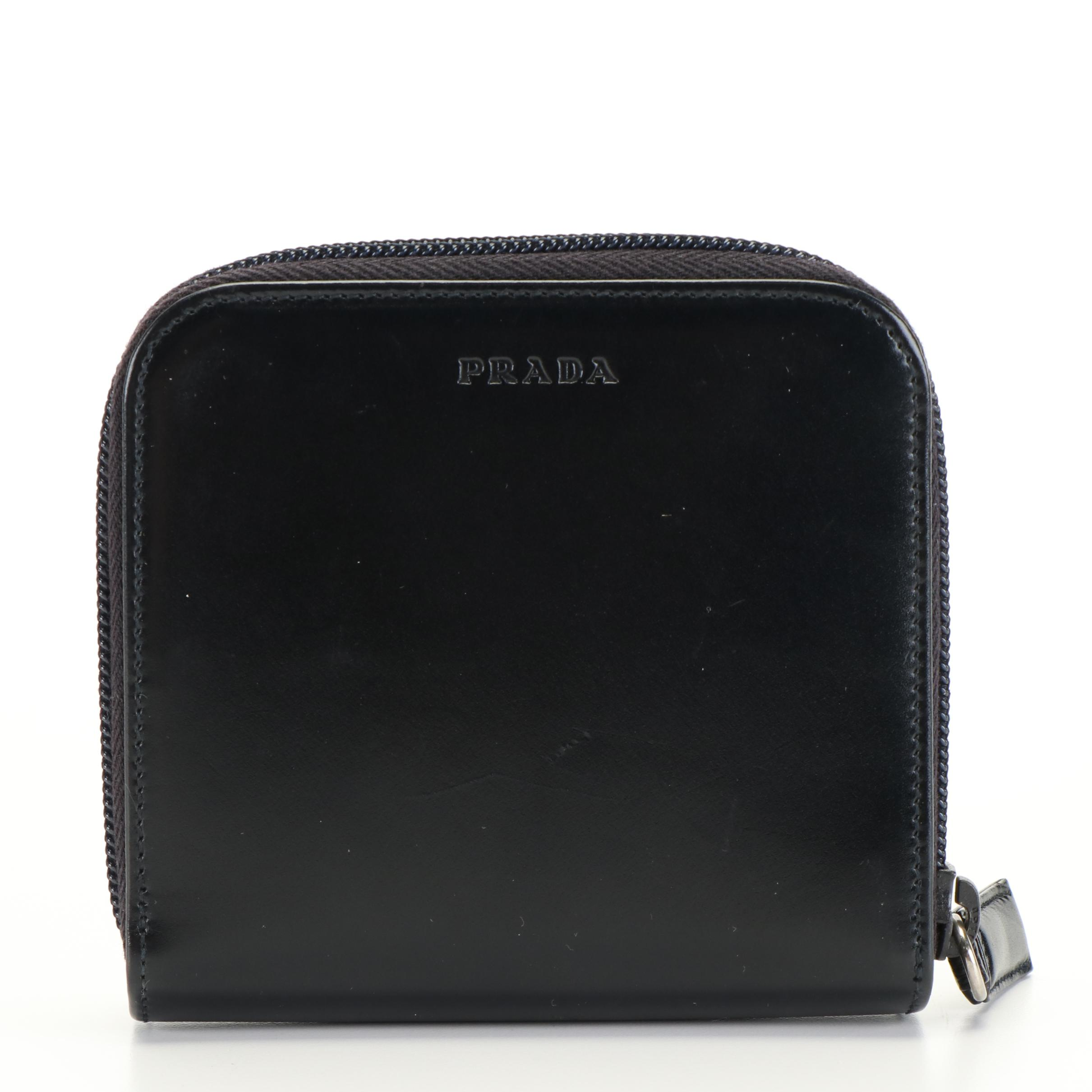 Prada Black Spazzolato Leather Bifold Wallet