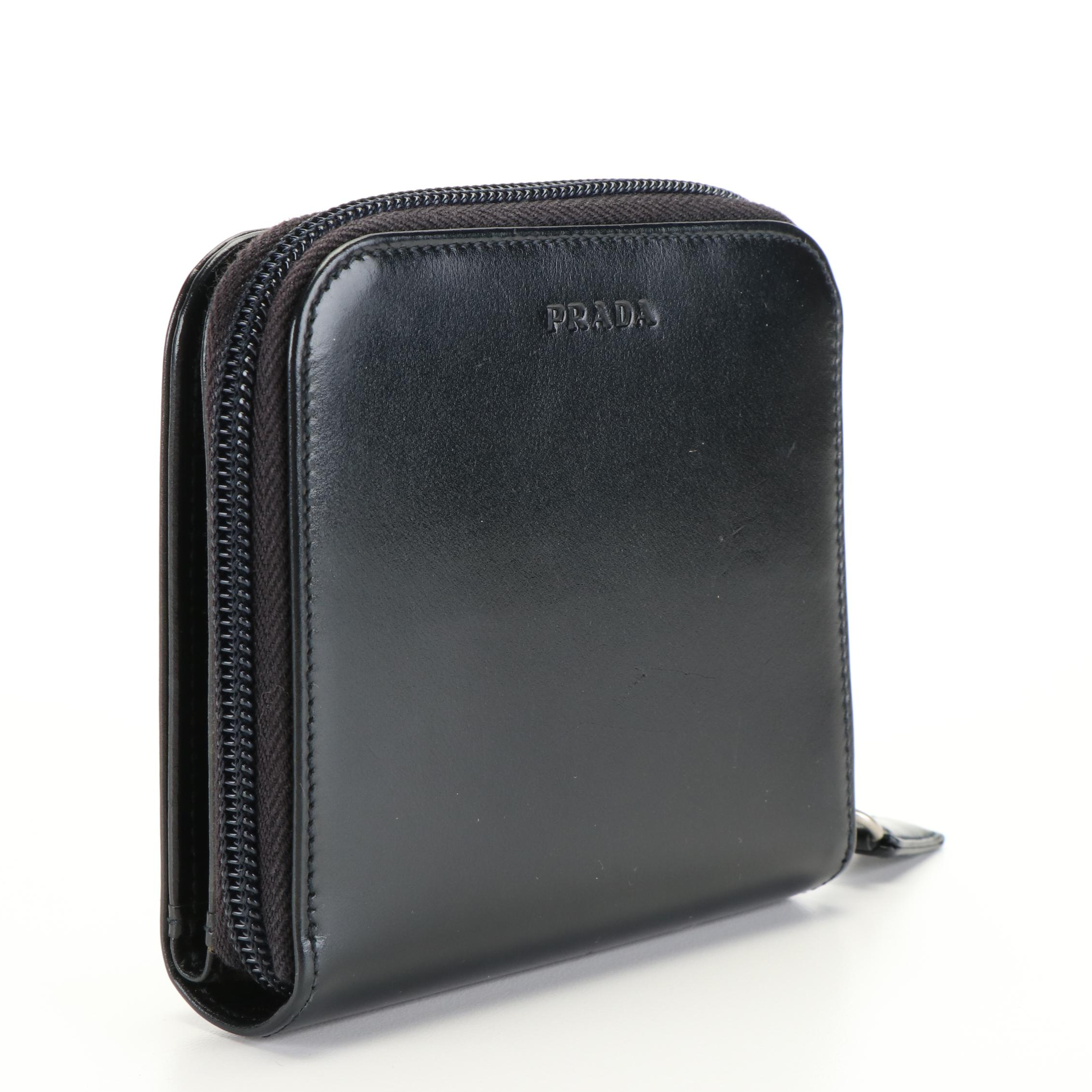 Prada Black Spazzolato Leather Bifold Wallet
