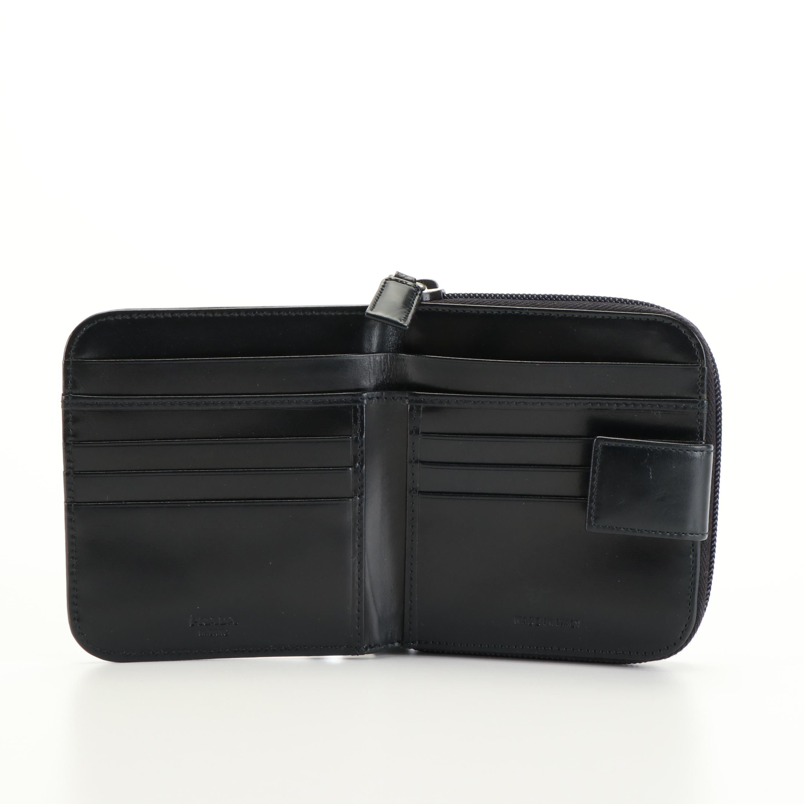 Prada Black Spazzolato Leather Bifold Wallet