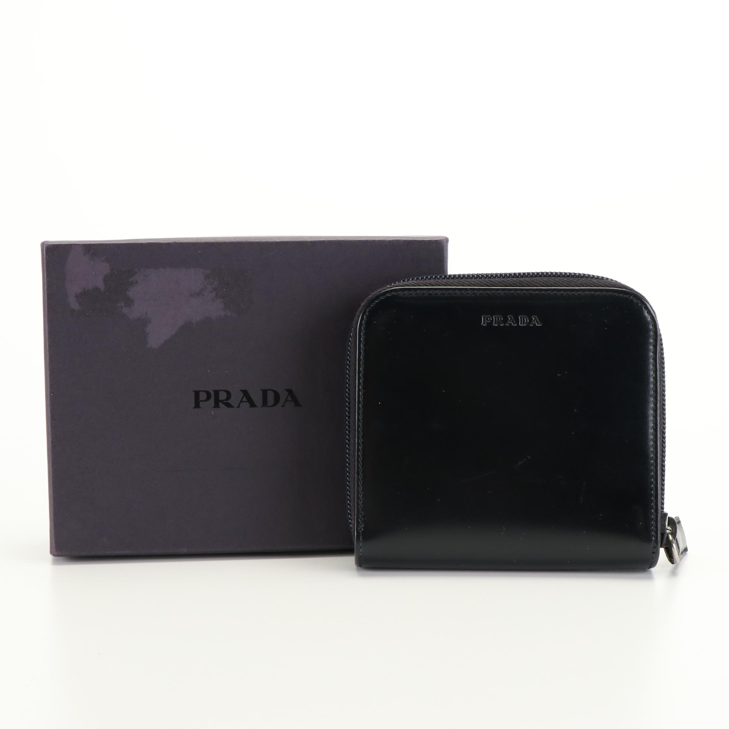 Prada Black Spazzolato Leather Bifold Wallet