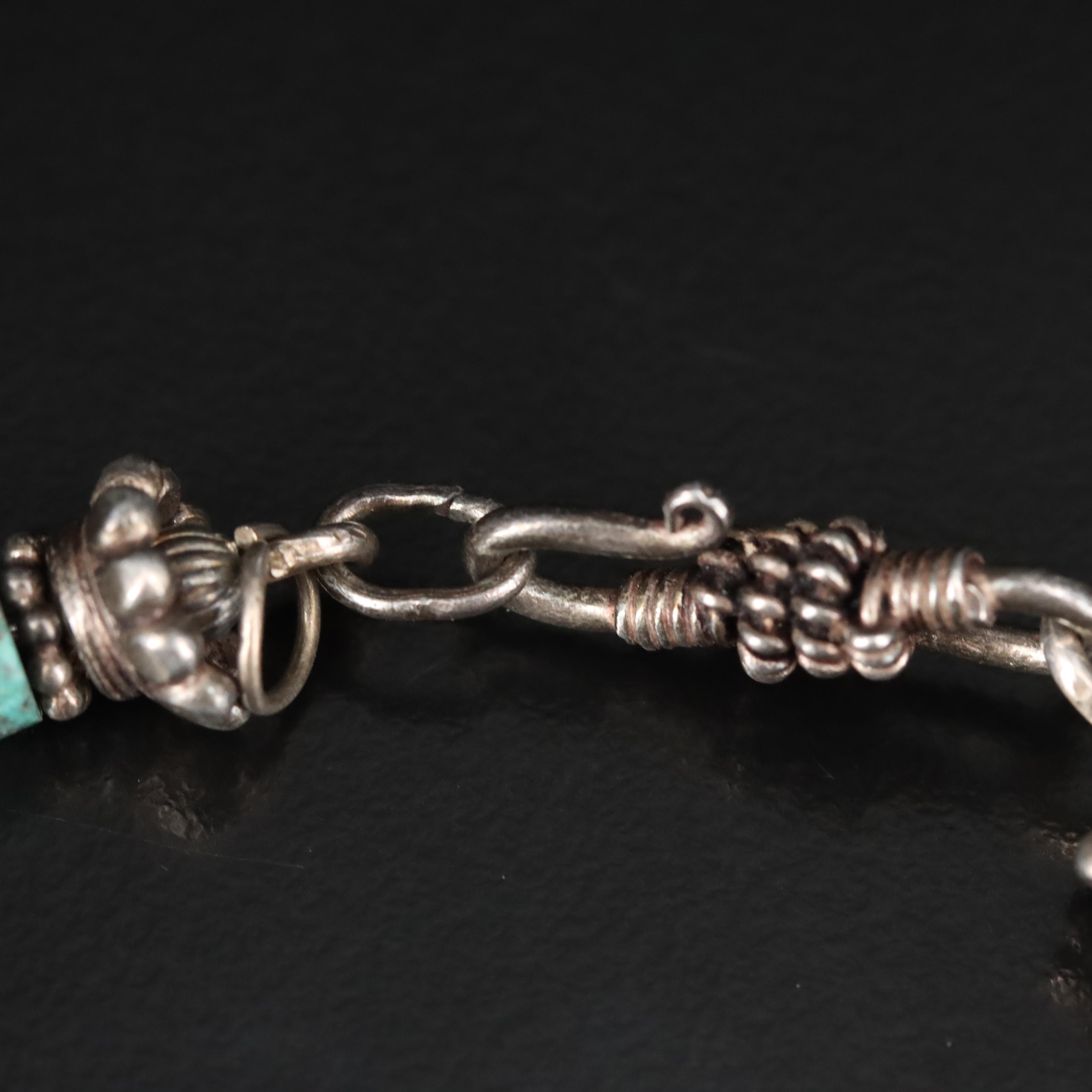 Sterling Turquoise and Pearl Bead Bracelet