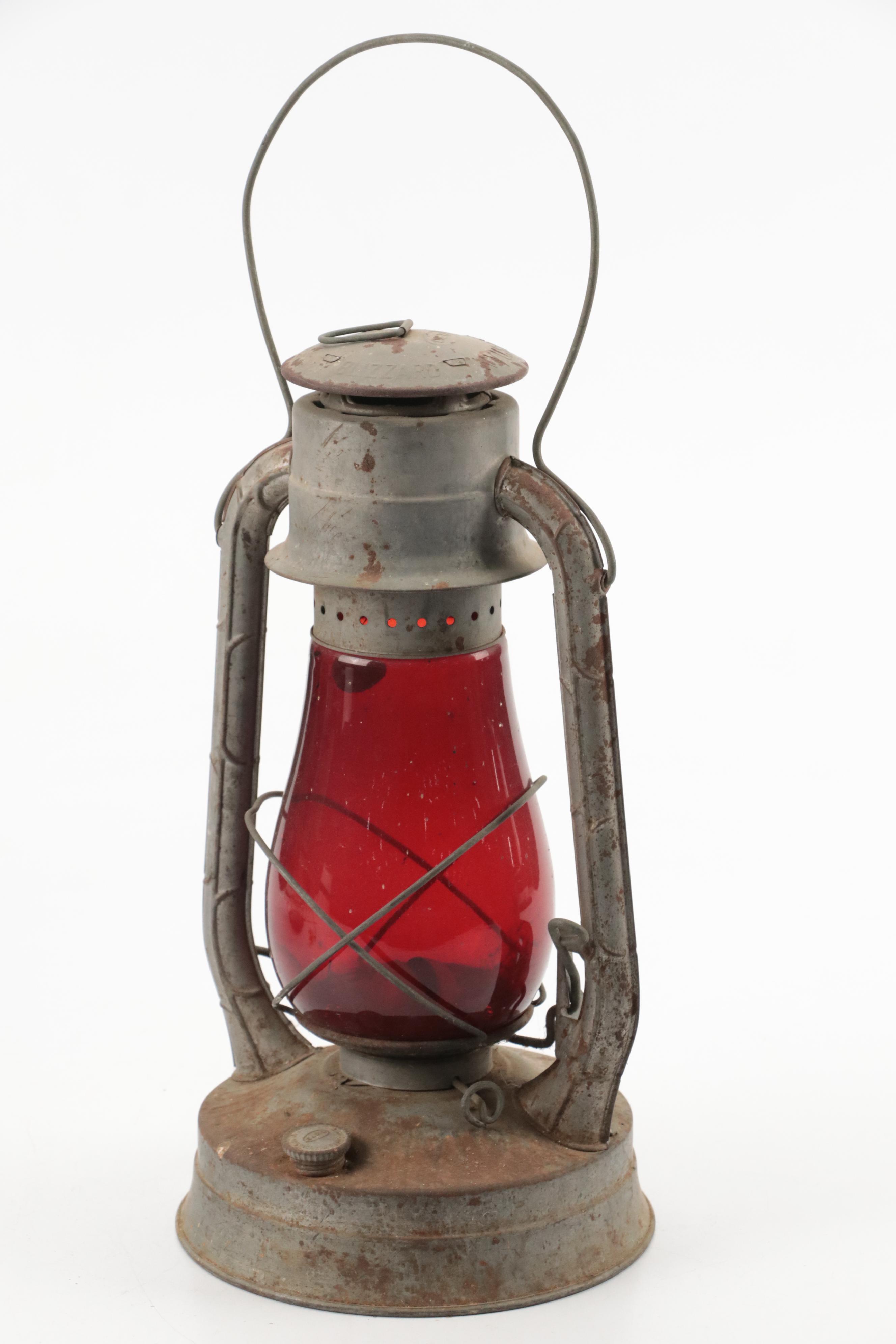 Giant Oil Lamp with Dietz and Embury Mfg. Co. Oil Lanterns & Converted Oil Lamp